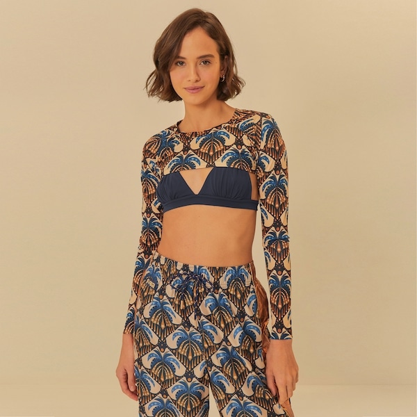 Imagem principal Blusa Cropped Feminina Farm Manga Longa Coqueirou FARM AZUL