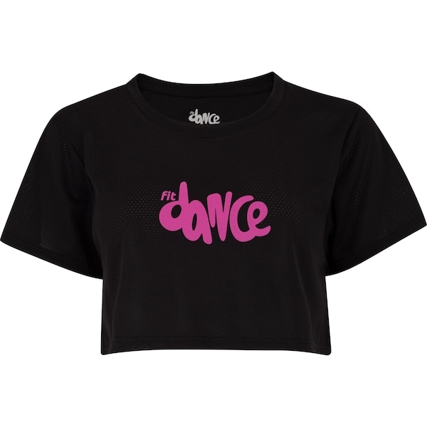 Imagem principal Blusa Cropped Feminina Fit Dance Manga Curta Fit Dance PRETO/ROSA