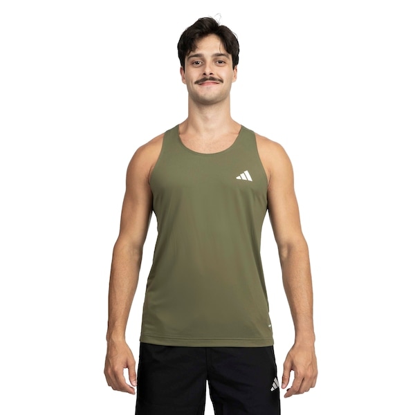 Imagem principal Camiseta Regata Masculina adidas Own The Run 3 Listras Adidas VERDE ESCURO