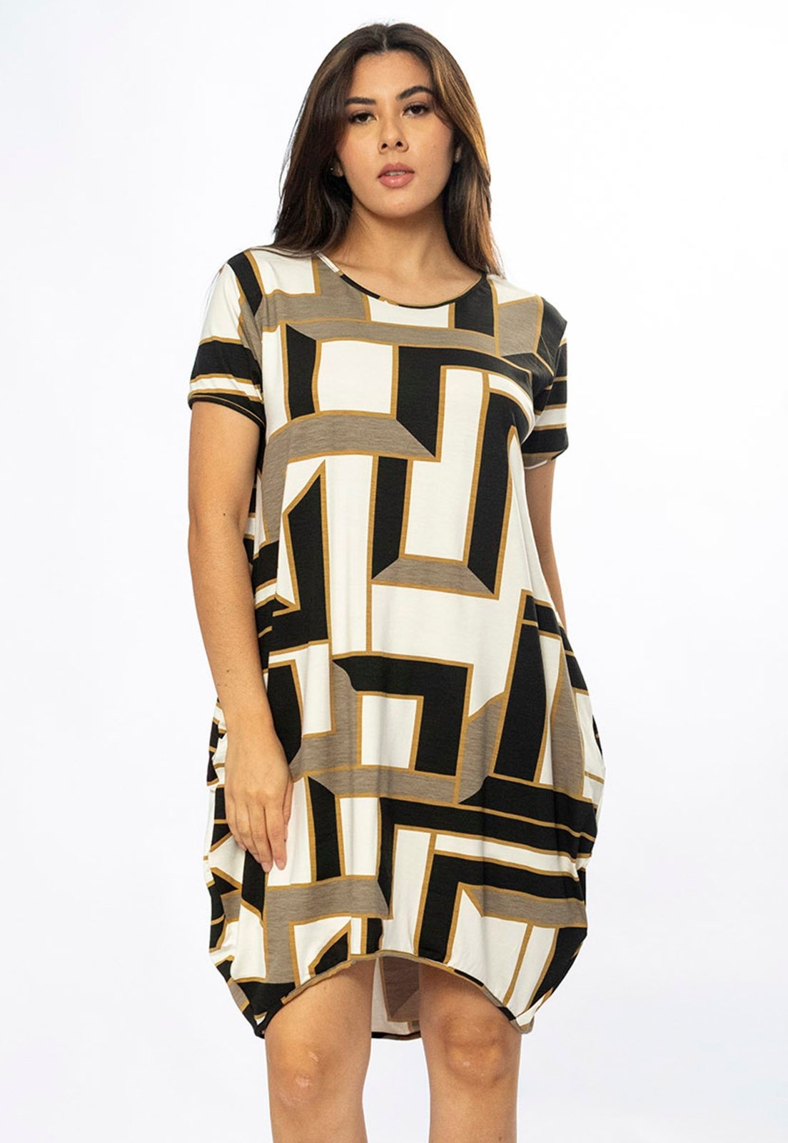 Imagem principal Vestido Curto Cabanafree Malha Amplo Always Estampa Igaci Cabanafree branco/estampado/marrom