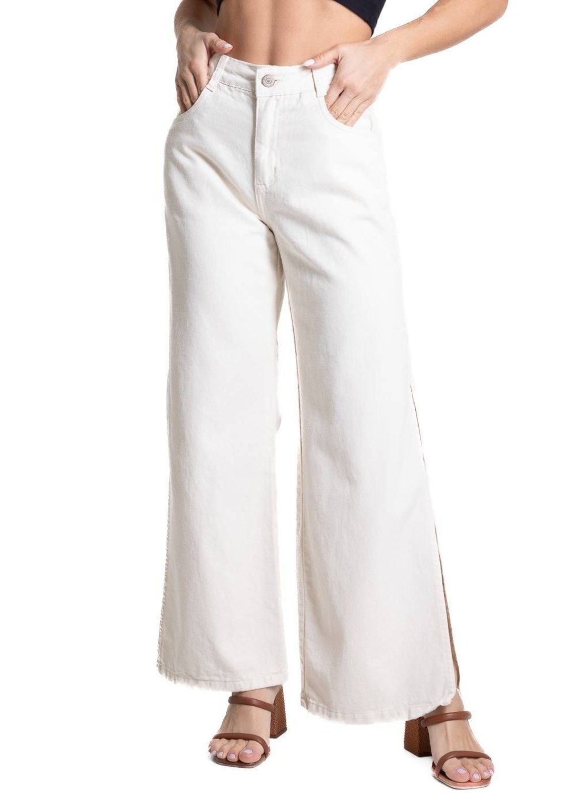 Imagem principal Calça Sarja Sawary Wide Leg Petit - 281797 Sawary bege