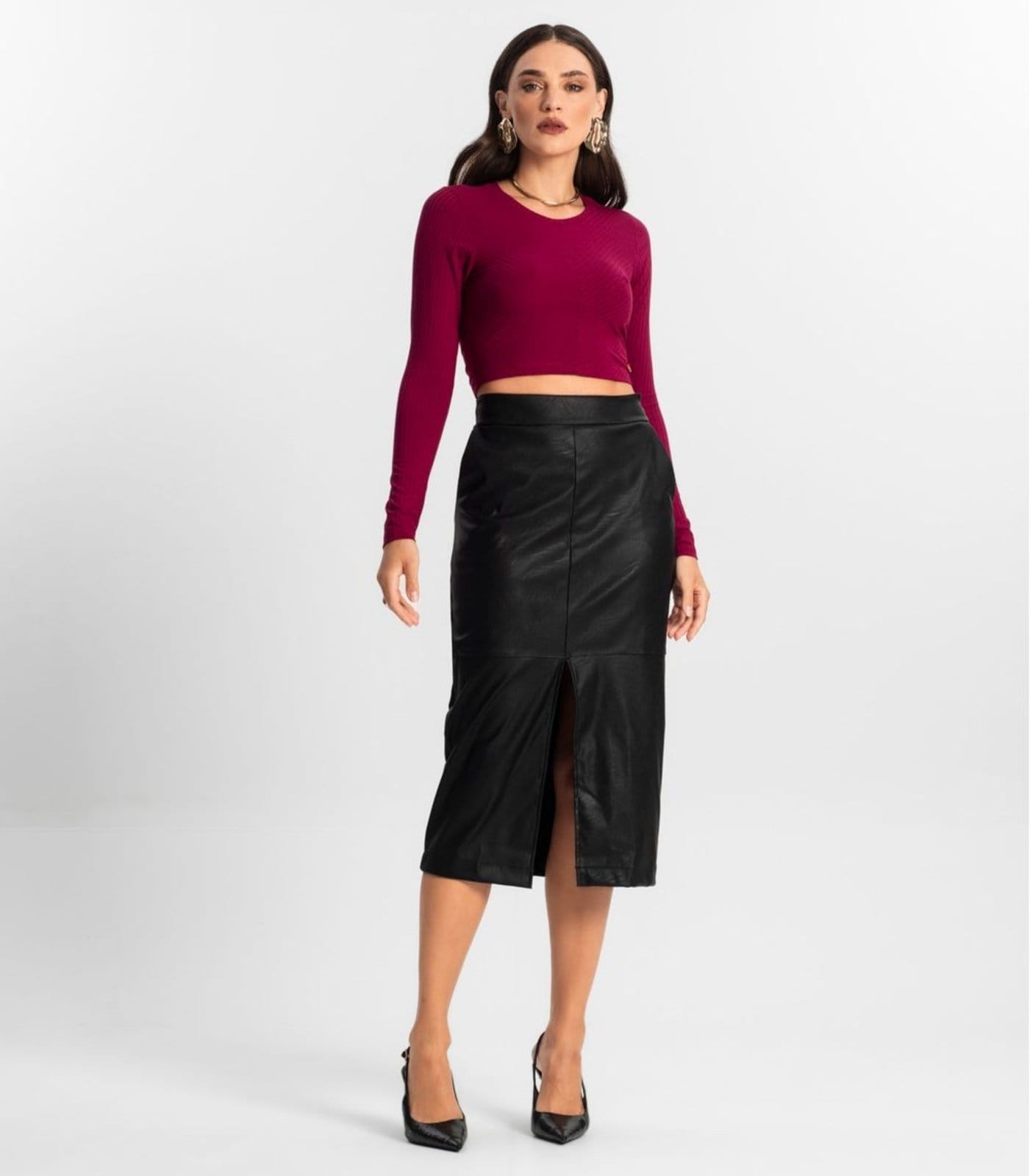 Saia Sintética Feminina Midi Endless