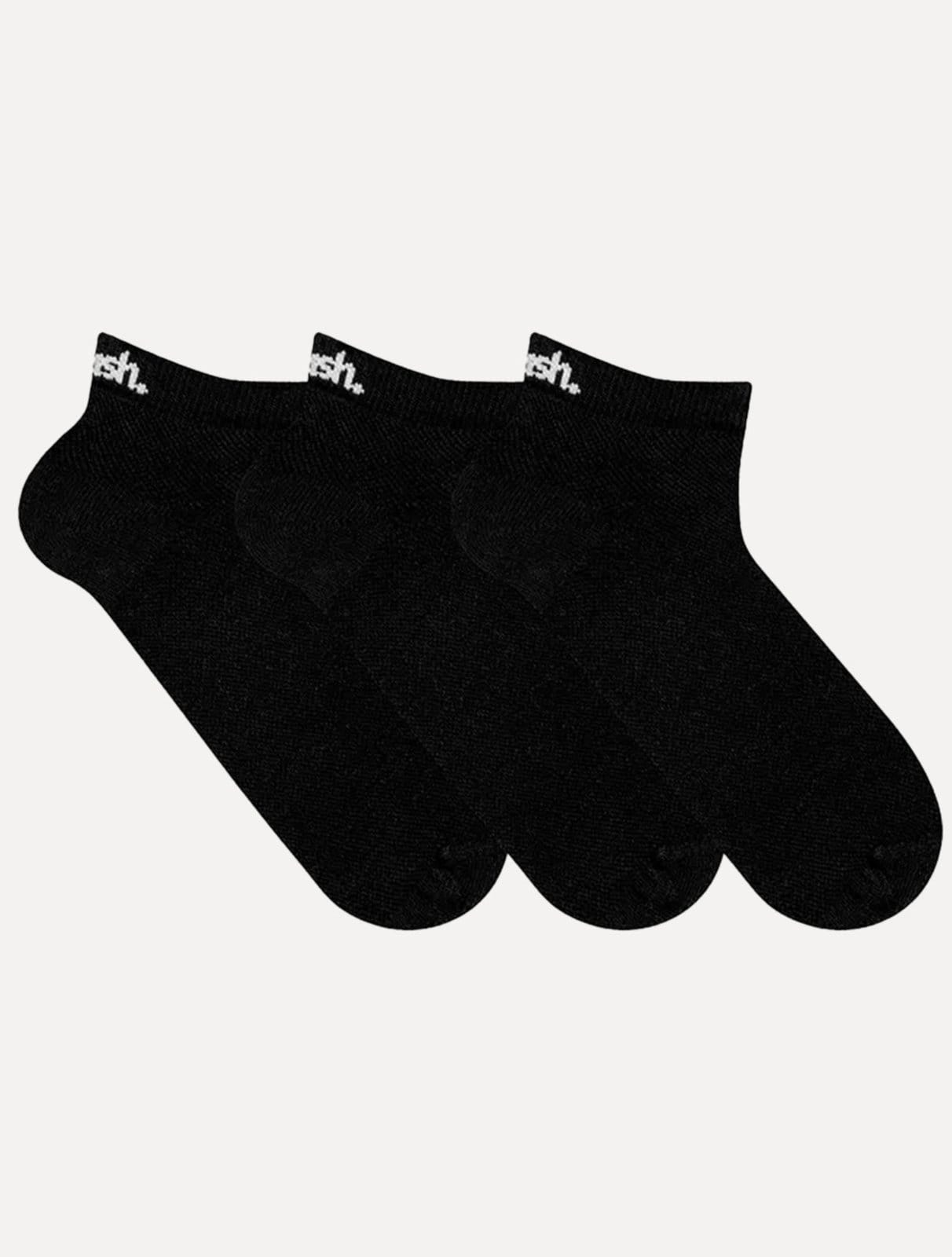 Meia Mash Esportiva Sapatilha Preta Kit 3 Pares