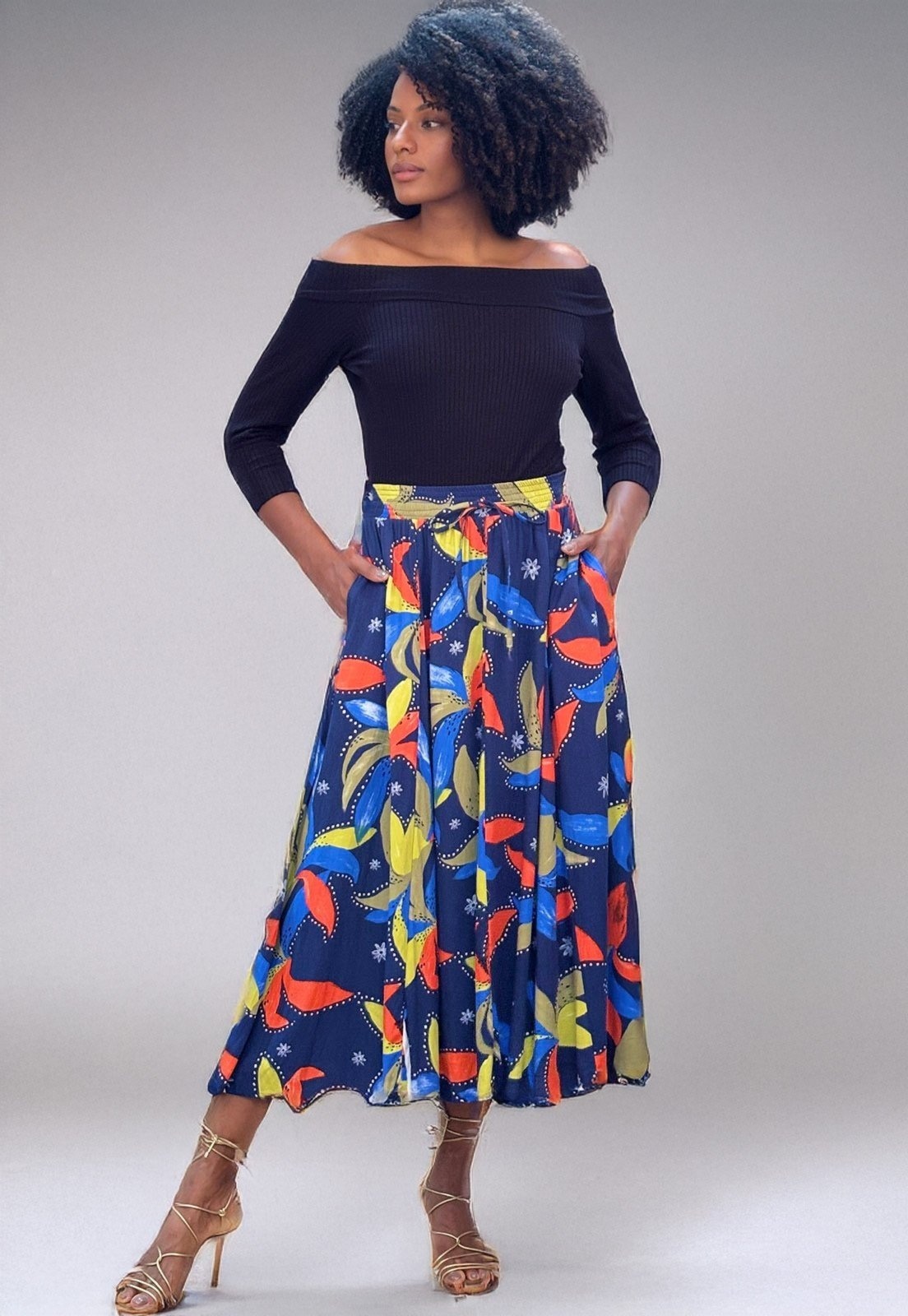 Imagem principal Saia Amazonia Vital Longa Viscose Estampa Maré Vibrante Amazonia Vital branco/estampado/verde/vermelho