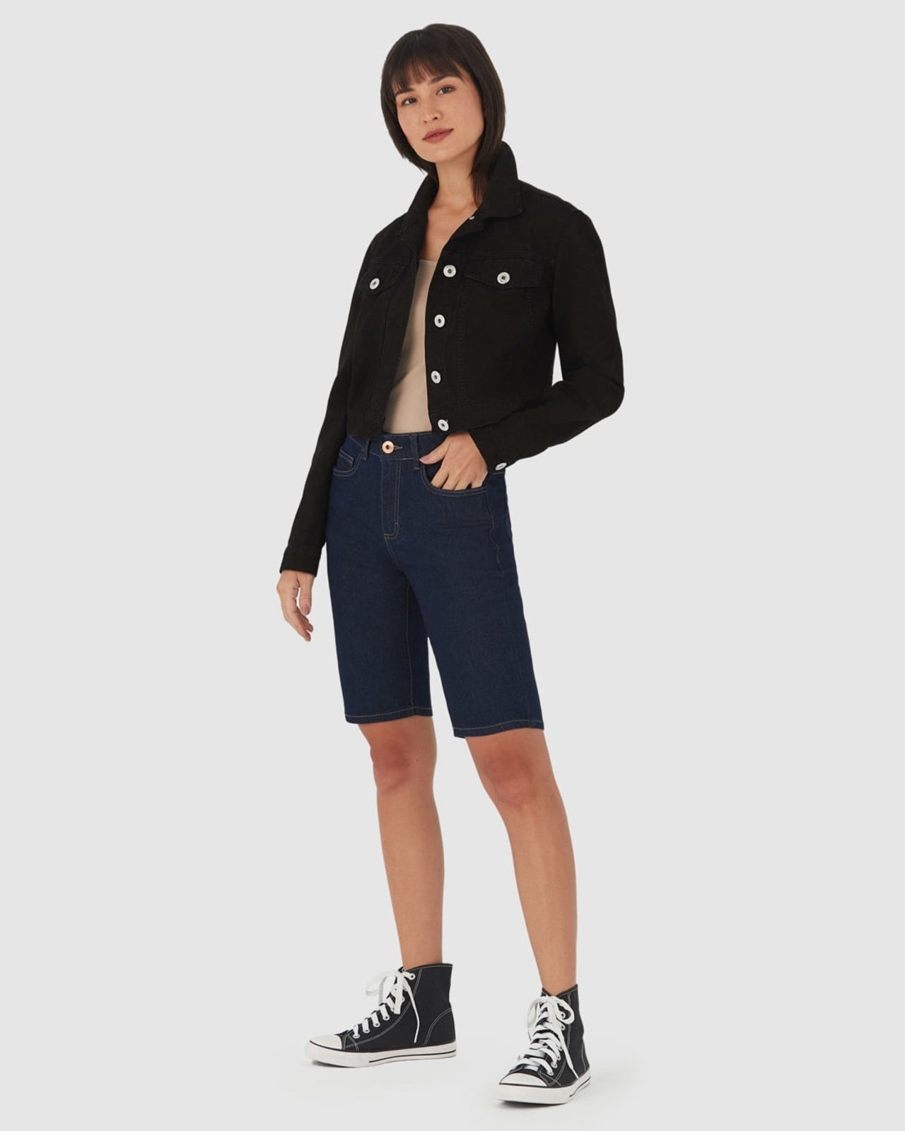 Imagem principal Bermuda Feminina Ciclista Em Jeans Com Elastano Malwee azul