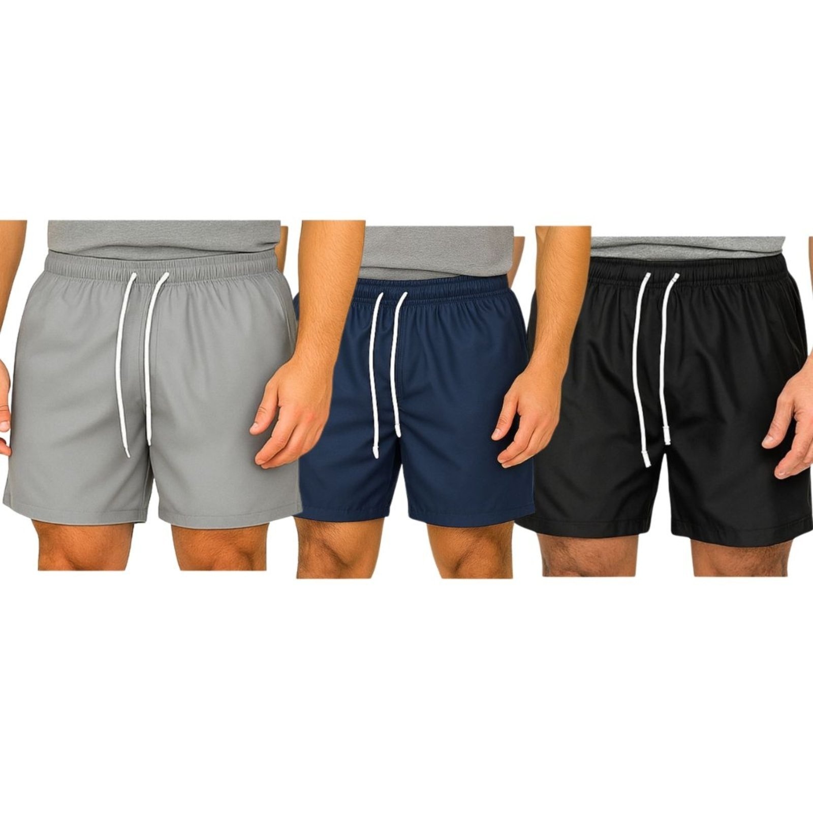 Imagem principal Kit 3 Bermudas Tactel Masculina FMF Esportiva Academia Praia Casual FMF cinza