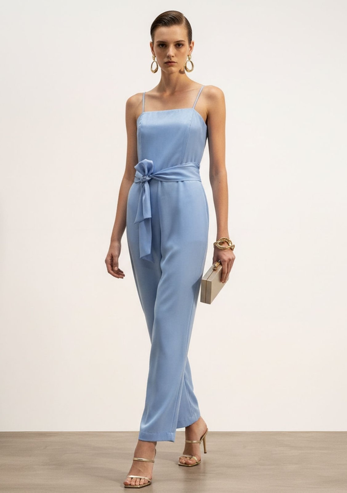 Imagem principal Macacão Iódice Ajustado Decote Reto Sem Manga Longo IÓDICE azul