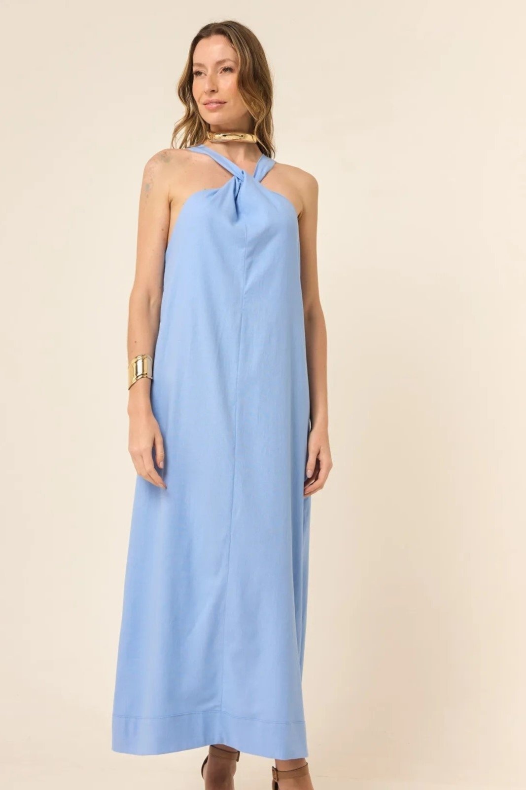 Imagem principal Vestido Midi Com Alças Cruzadas Na Frente Ane Serenity VIC BRAND azul