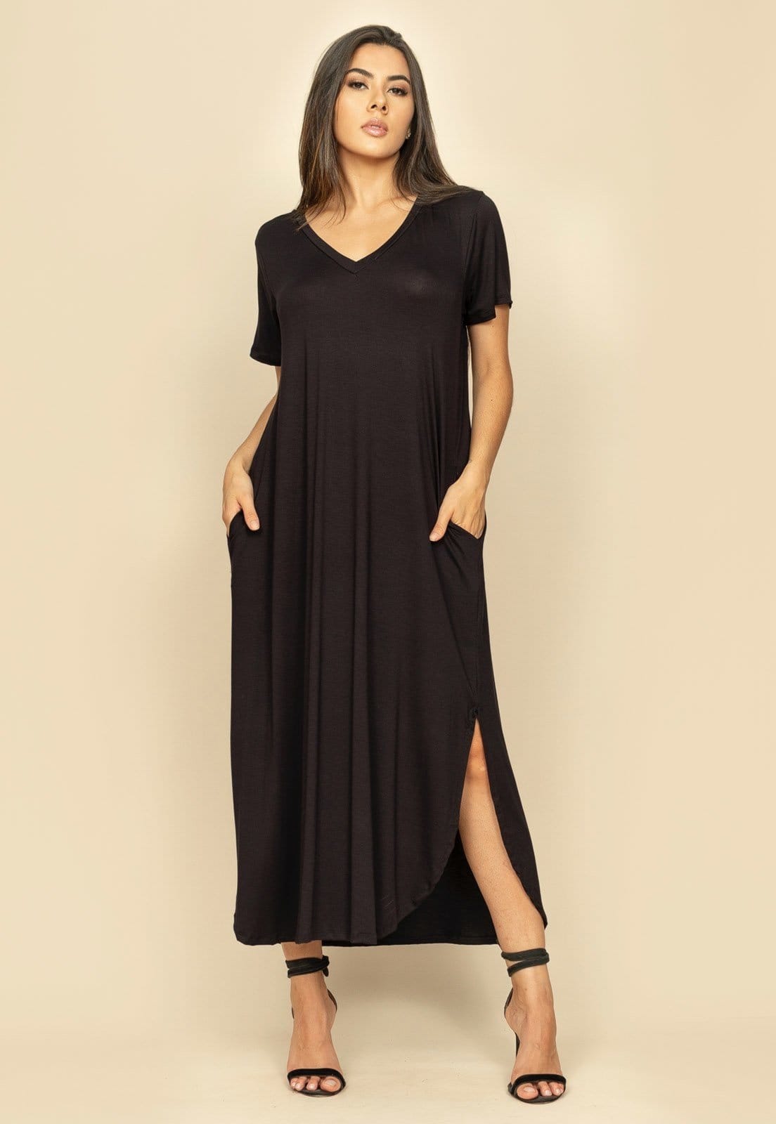 Vestido Midi Abapã Malha com Bolso