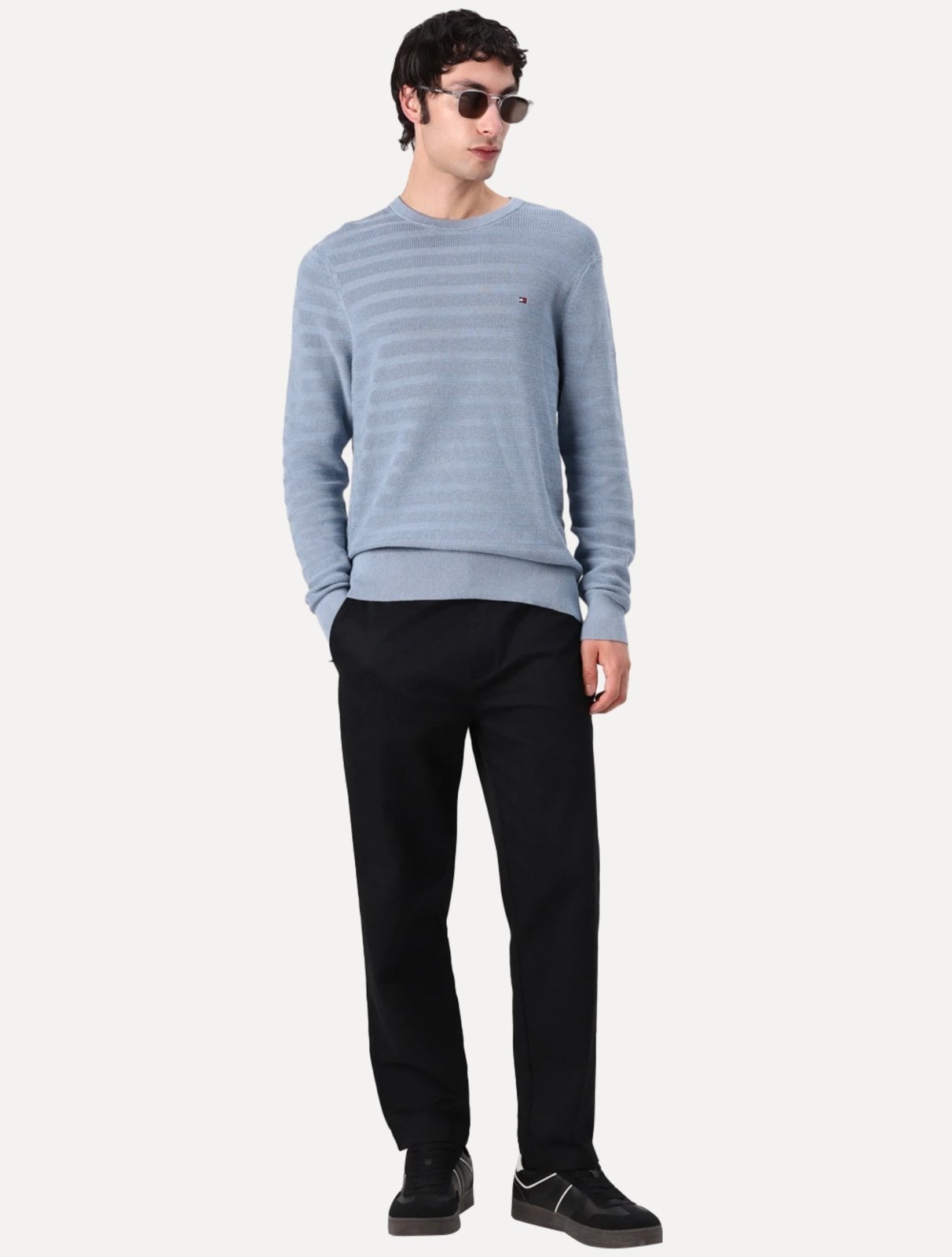 Imagem principal Suéter Tommy Jeans Masculino C-Neck Stripe Structured édio Tommy Jeans azul