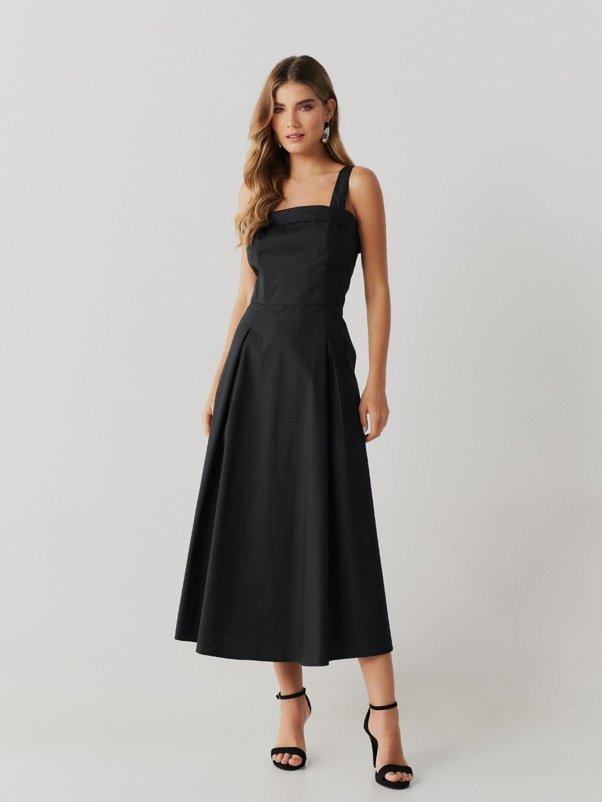 Vestido Via Lessa Valence Alfaiataria Midi em Algodão