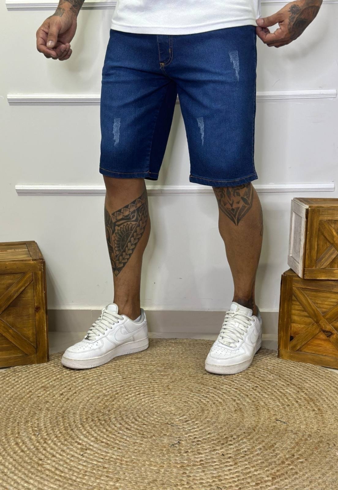 Imagem principal Bermuda Jeans Masculina Tempo Hábil Slim Tradicional 5 Estilo azul