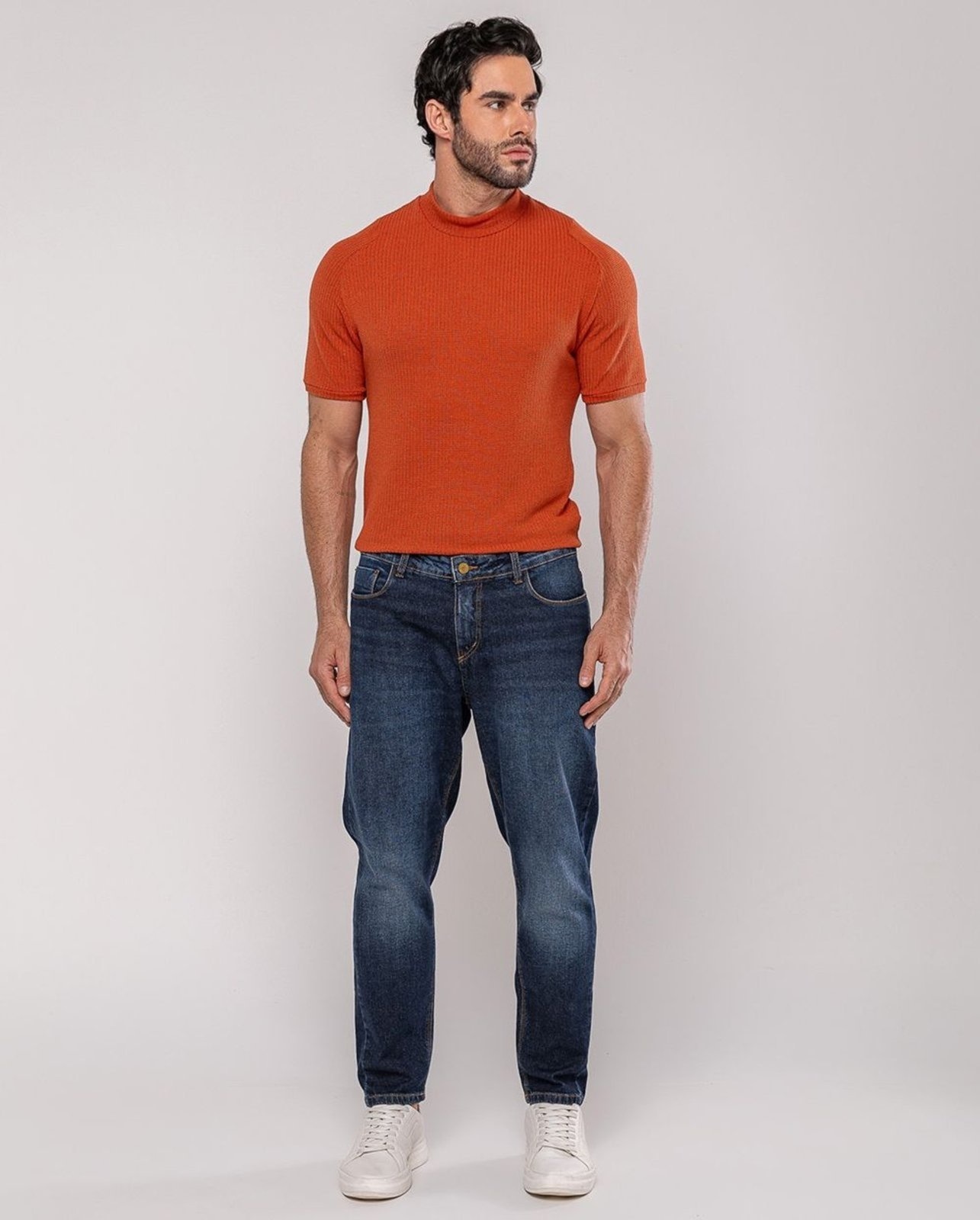 Imagem principal Calça Slim Fit Masculina Premium Cano Curto 24567 Escura com Used Consciência jeans