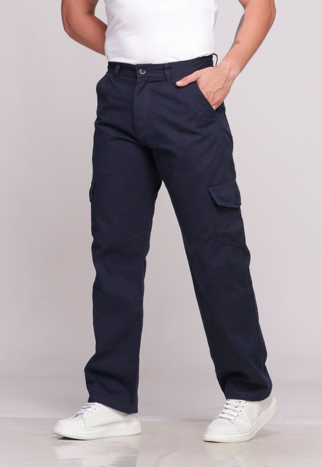 Calça Cargo Sarja Masculina Larga 7888