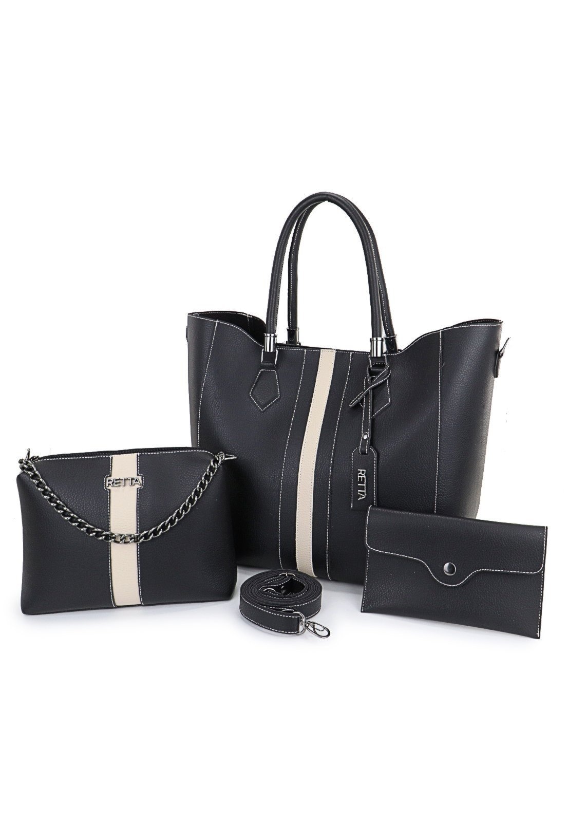 Imagem principal Kit Bolsa Feminina Sacola Transversal e Necesserie Retta Oficial Retta Oficial preto