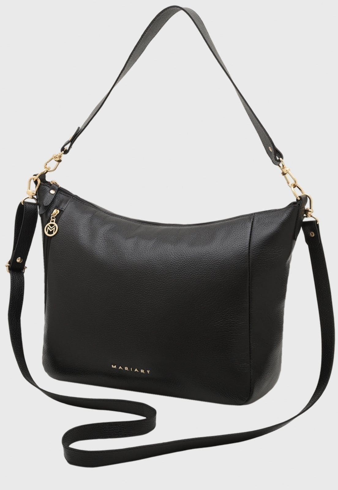 Bolsa Transversal Couro Mariart Lagos Preta