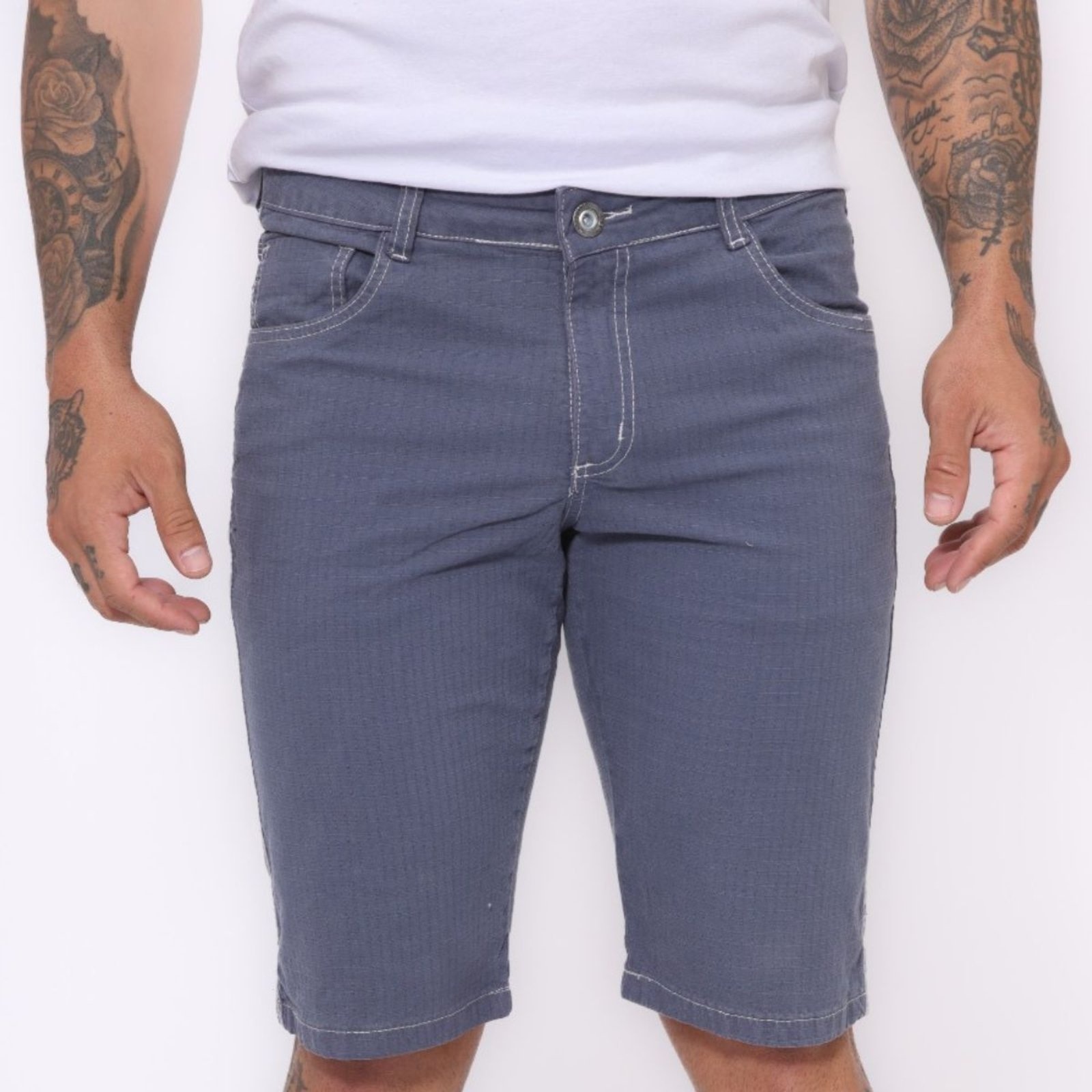 Imagem principal Bermuda Masculina Alleppo Collor com Linha Branca Alleppo Jeans cinza