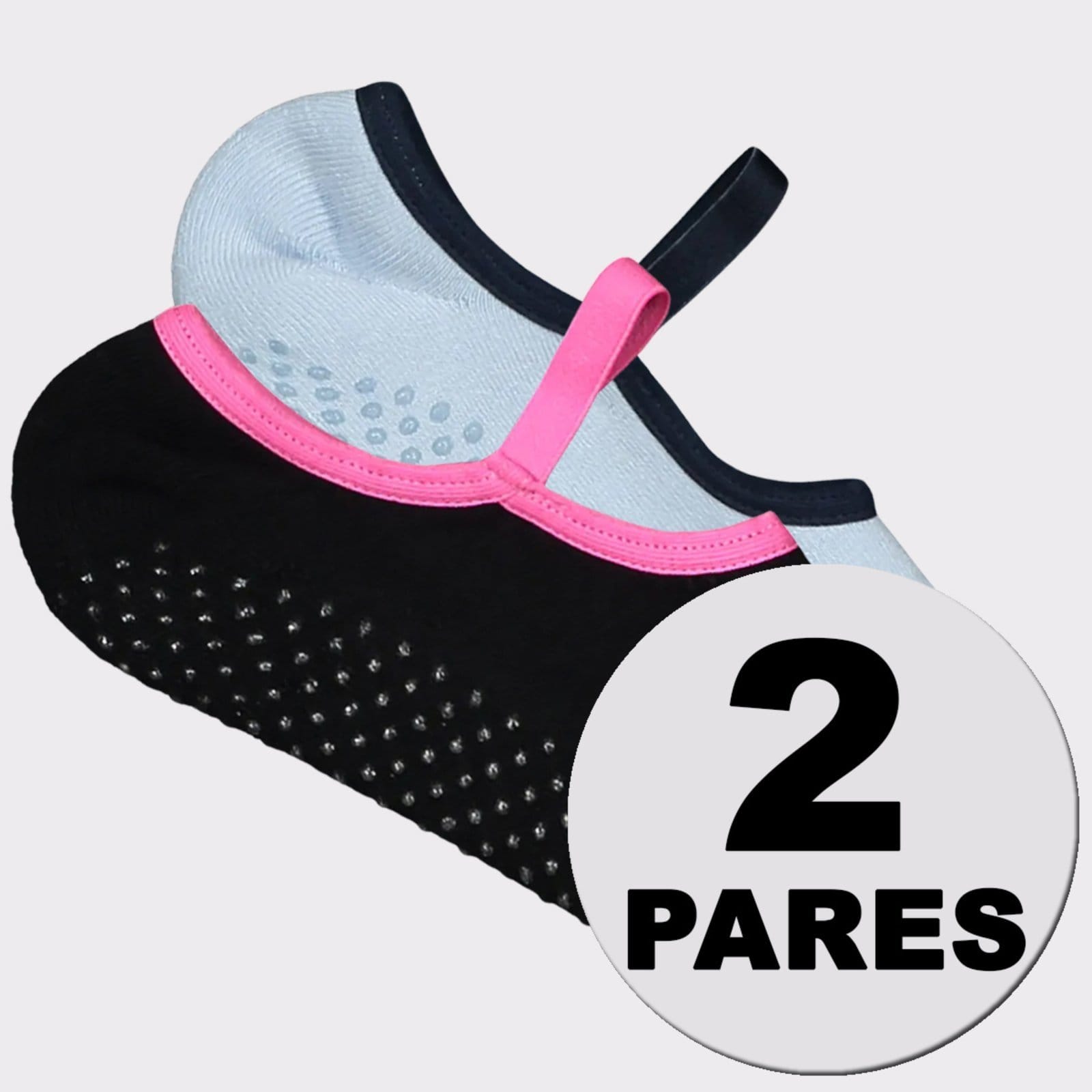 Kit Meia Puma Pilates Feminina 2 pares Preta e Azul