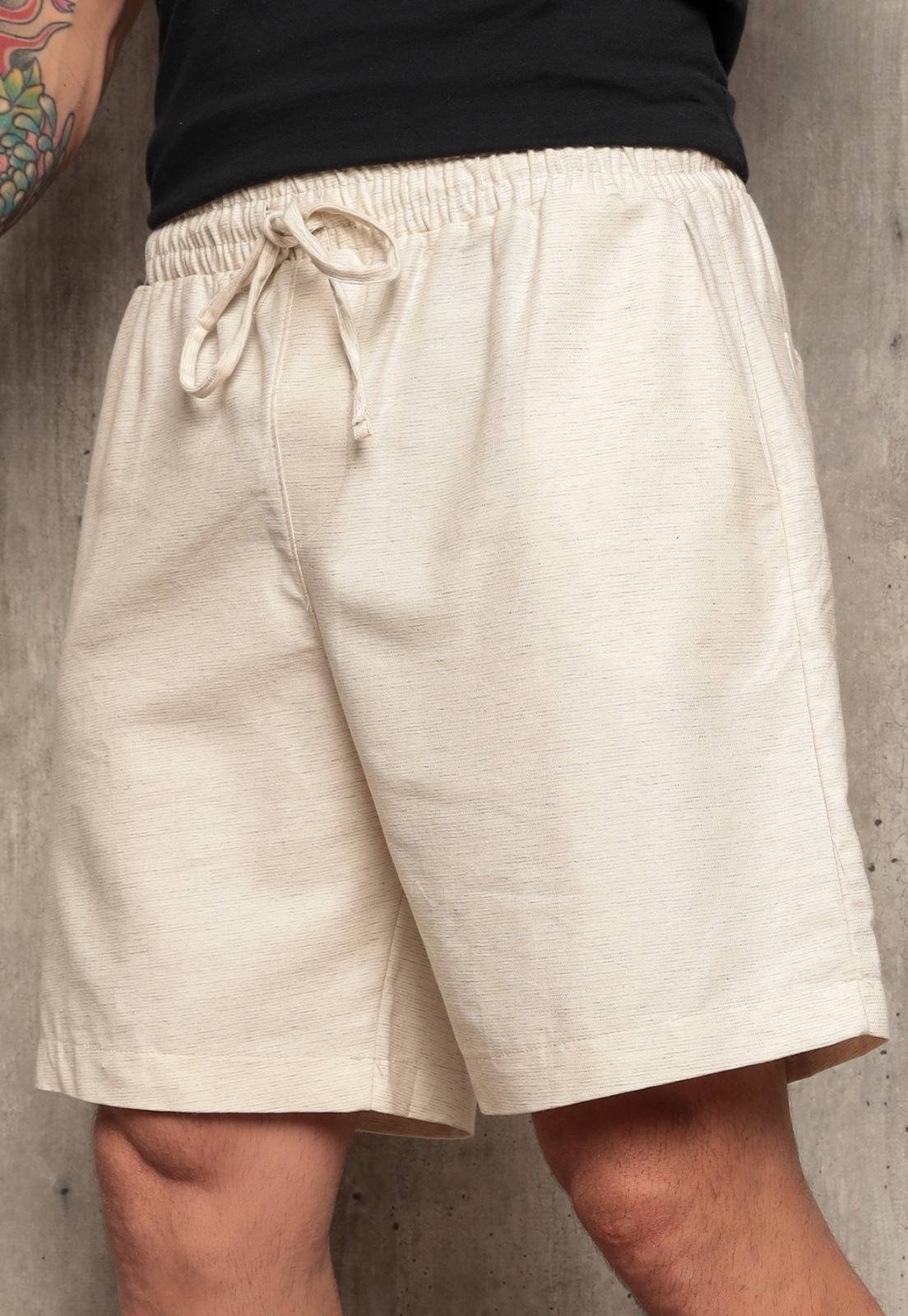 Imagem principal Bermuda Masculina de Linho Tex Jeans Algodão com Elástico Moda Verão Confortável TEX JEANS bege