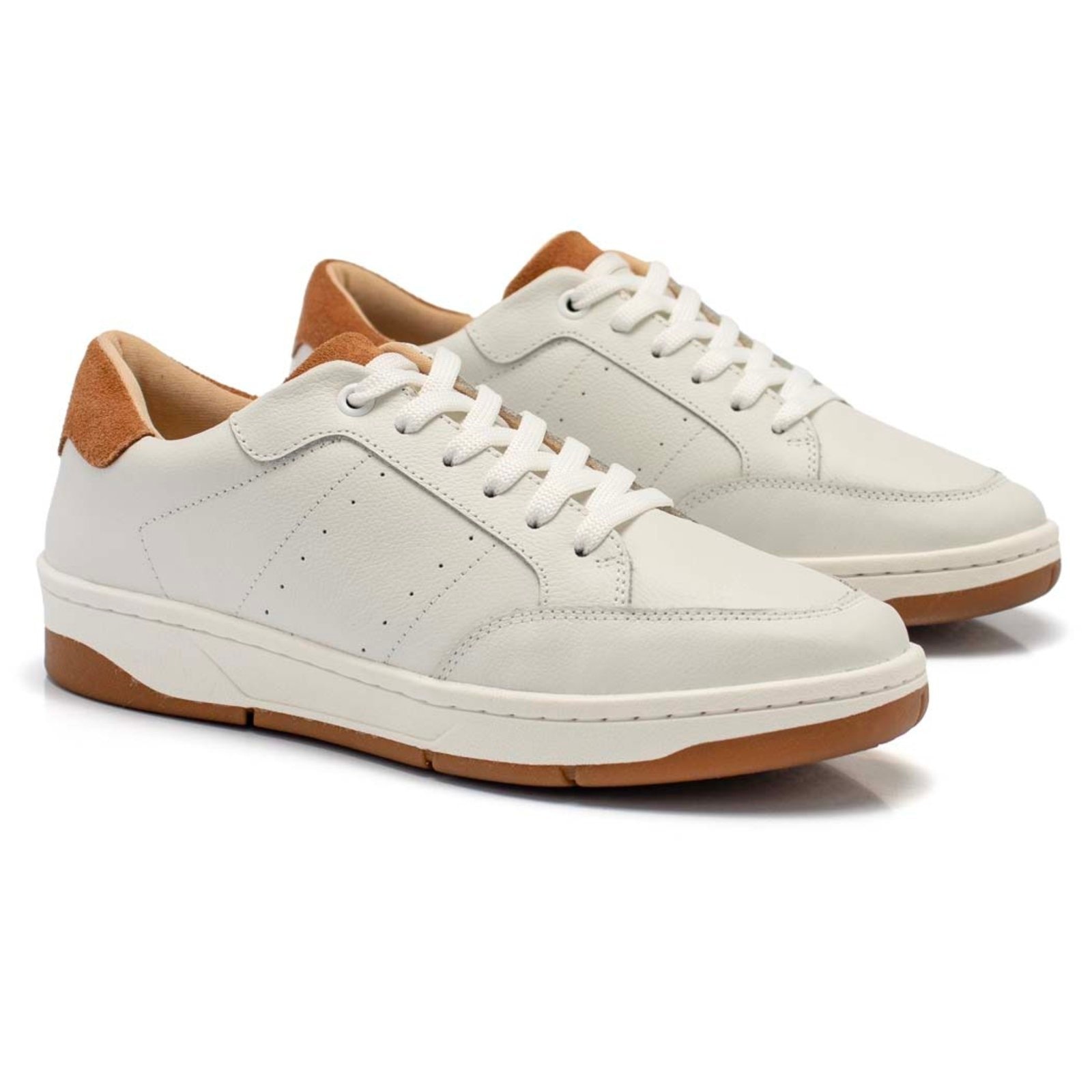 Imagem principal Tênis Bella Nina Feminino Em Couro Legitimo Flatform Casual Conforto Macio Leveza Diário Passeio Trabalho Faculdade Treino Academia Caminhada Gelo Caramelo Bella Nina branco