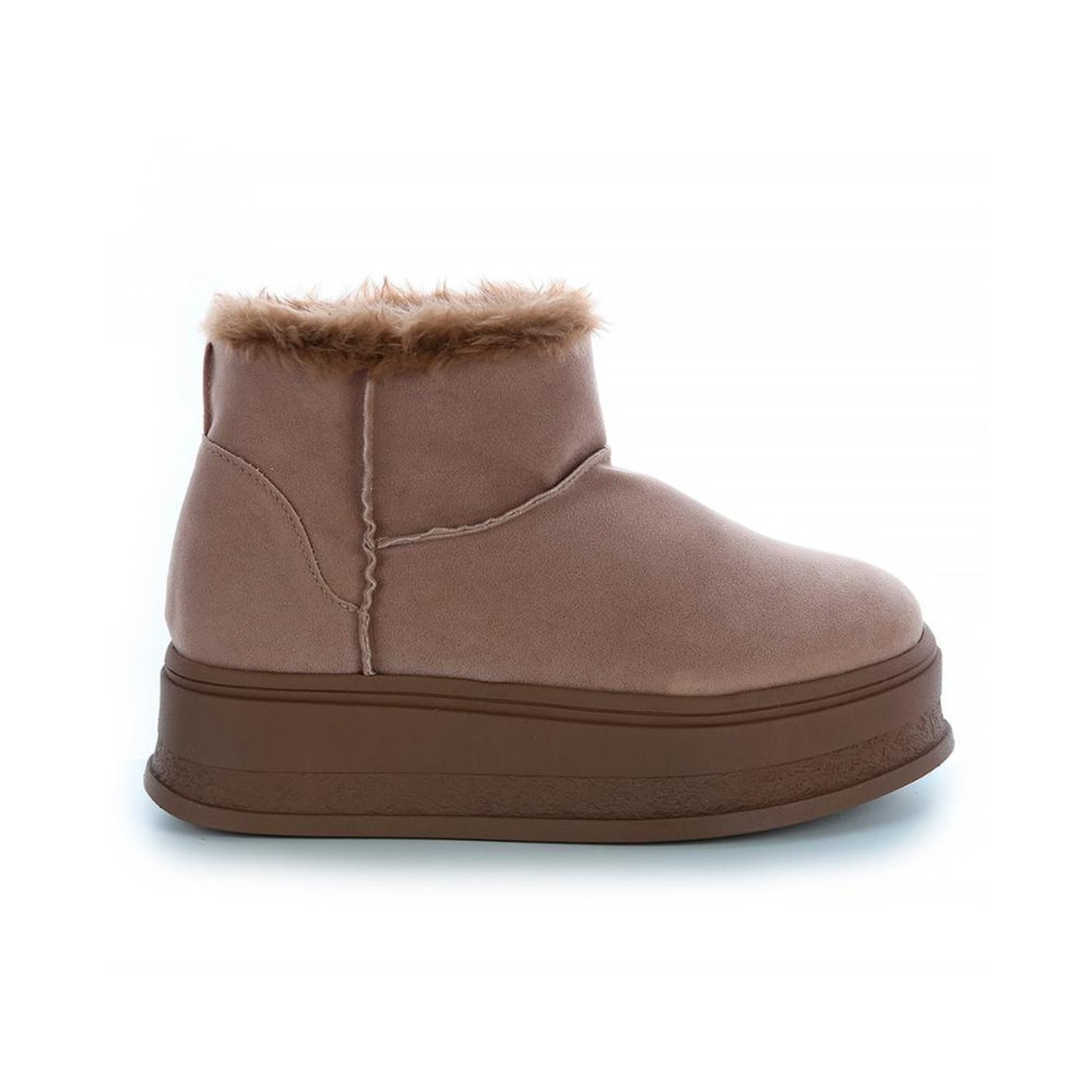Imagem principal Bota de Pelos Damannu Shoes Forrada Plataforma Cano Baixo Damannu Shoes bege