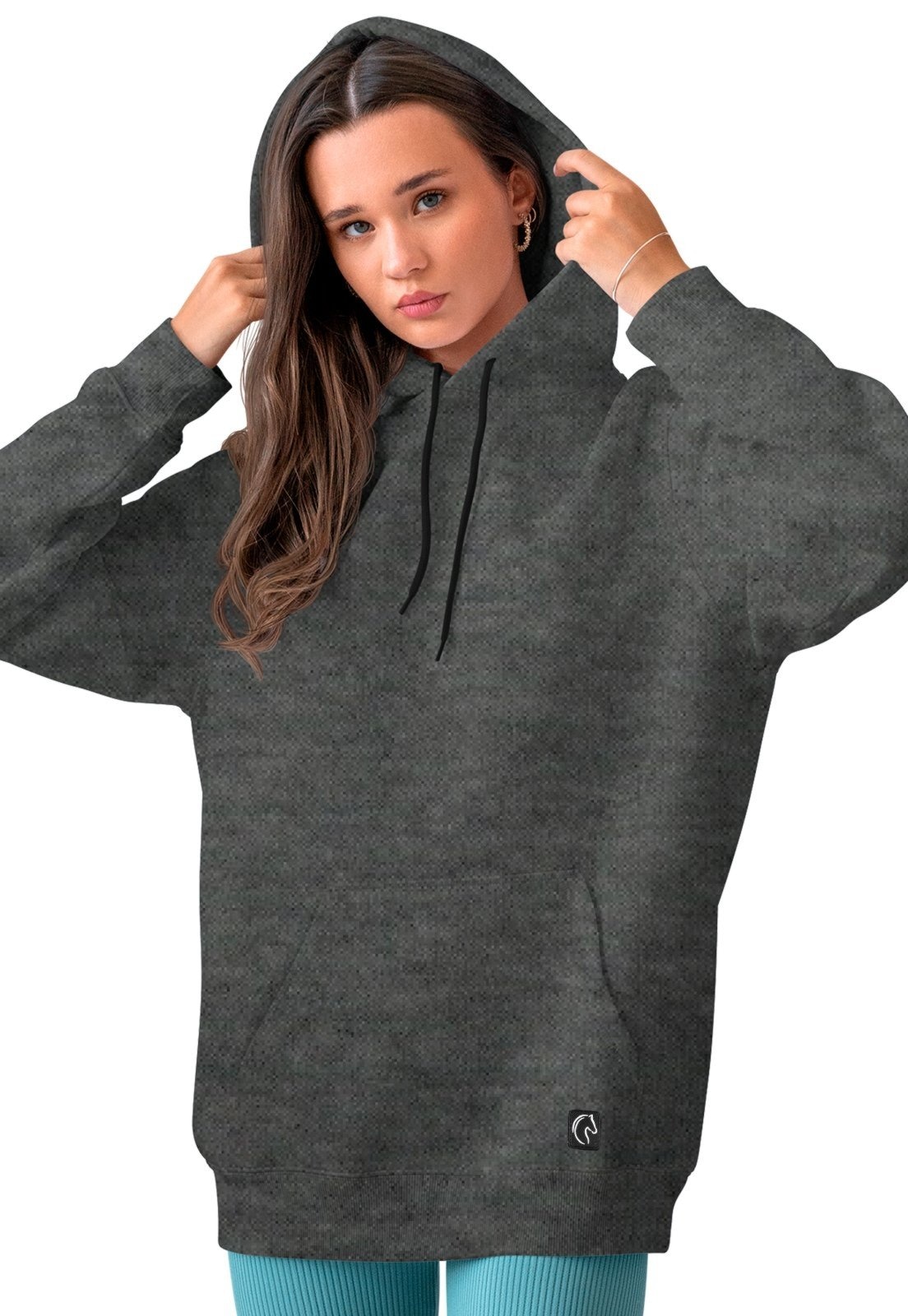 Imagem principal Blusa De Frio Feminina W2 Moletom Liso Com Capuz e Bolso Canguru Felpado Chumbo W2 STORE azul/azul marinho/bege/branco/cinza/grafite/preto/rosa