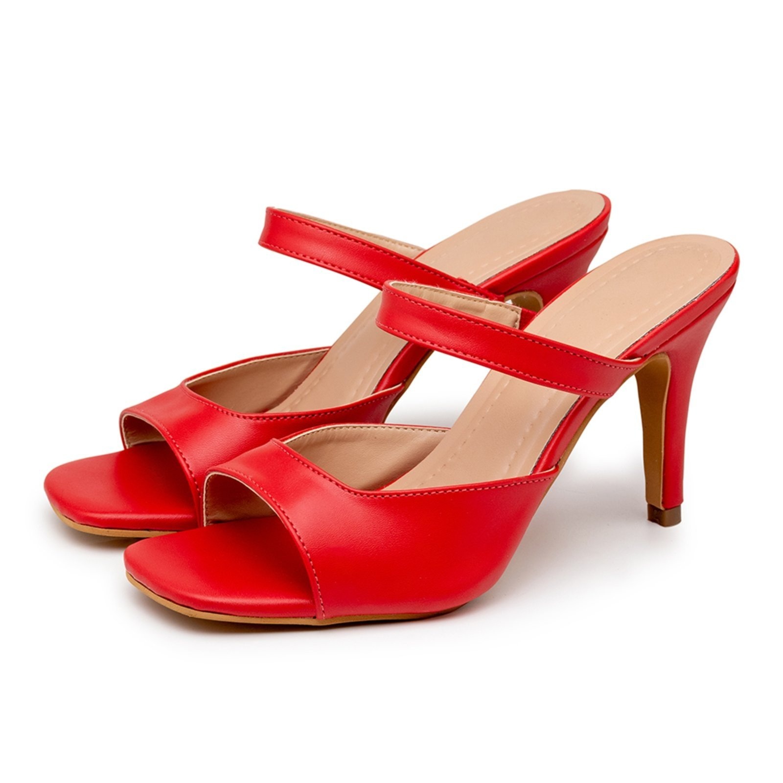 Imagem principal Sandalia Social Feminina Salto Alto Fino Napa Vermelha 197013 Flor da Pele vermelho