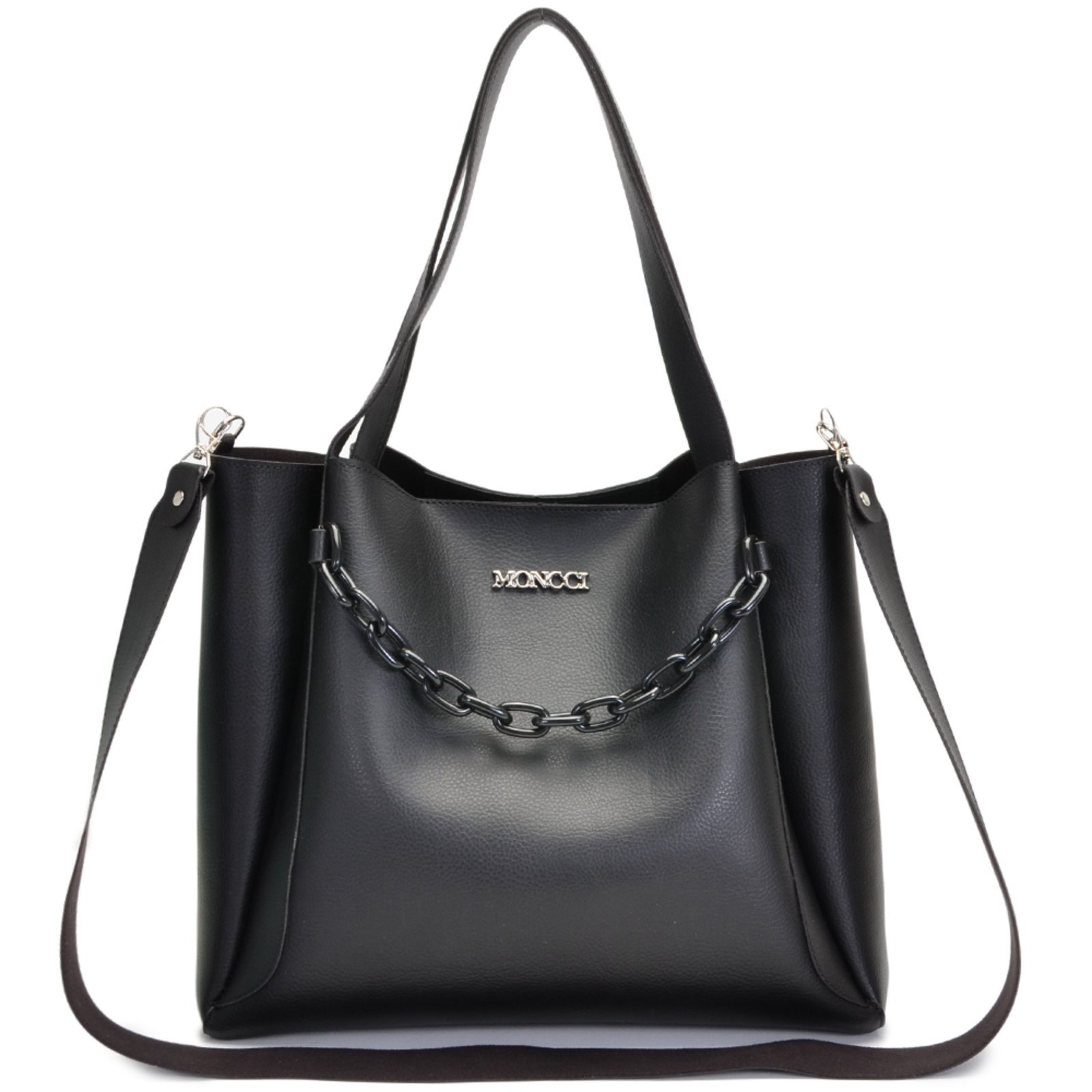Imagem principal Bolsa Feminina Moncci Alça Transversal Detalhe Corrente Preta MONCCI preto