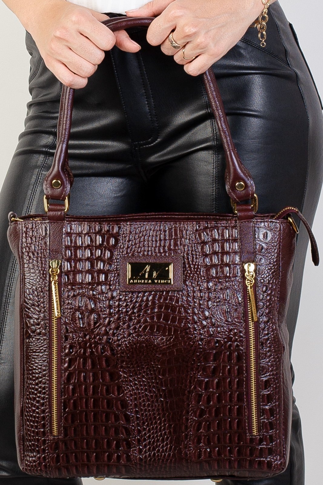 Imagem principal Bolsa Andrea Vinci De Ombro Em Couro Croco Lizandra - Marsala Andrea Vinci preto