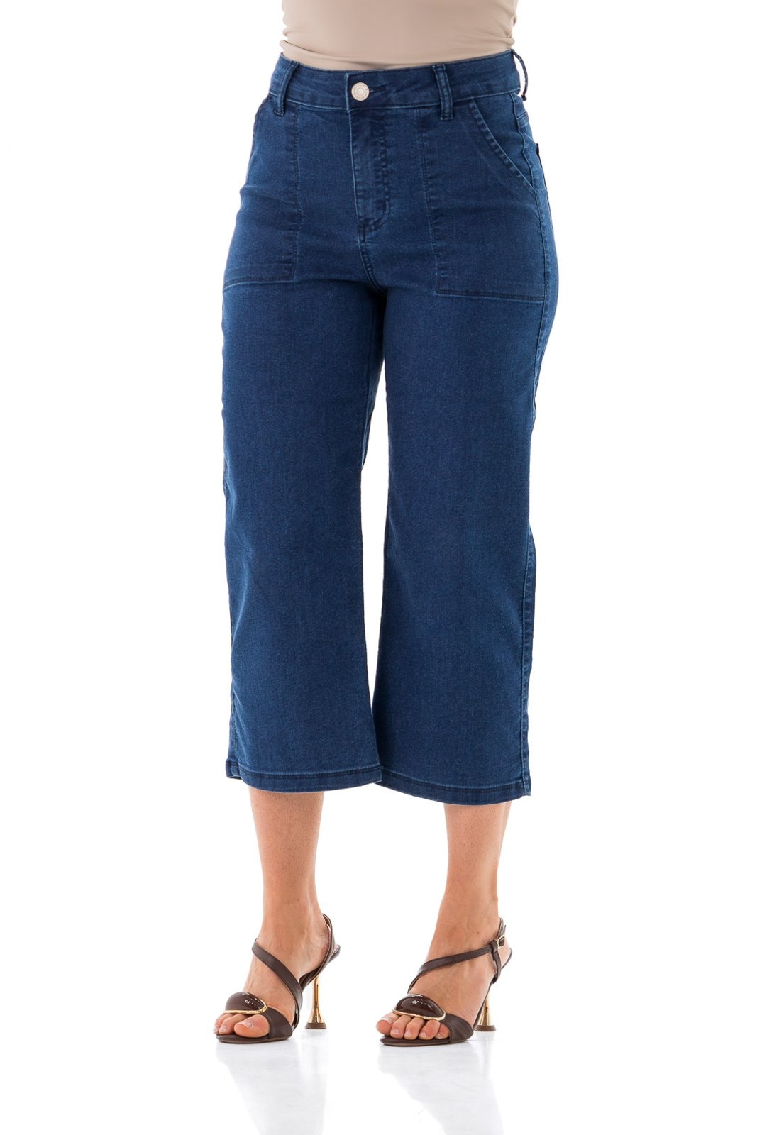 Imagem principal Pantacourt Jeans Feminina Arauto Slim ARAUTO JEANS azul marinho