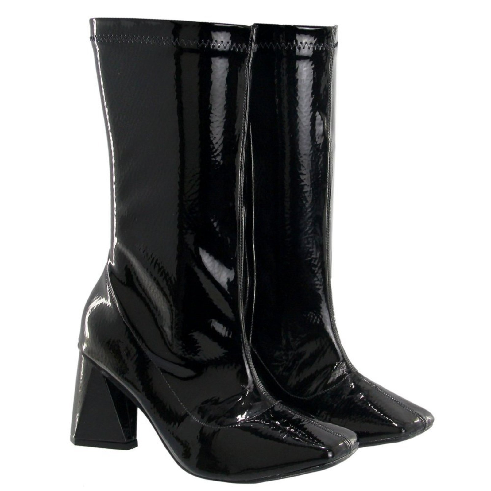 Imagem principal Bota Feminina Cano Médio Bico Quadrado Stretch Verniz Sete Sales preto