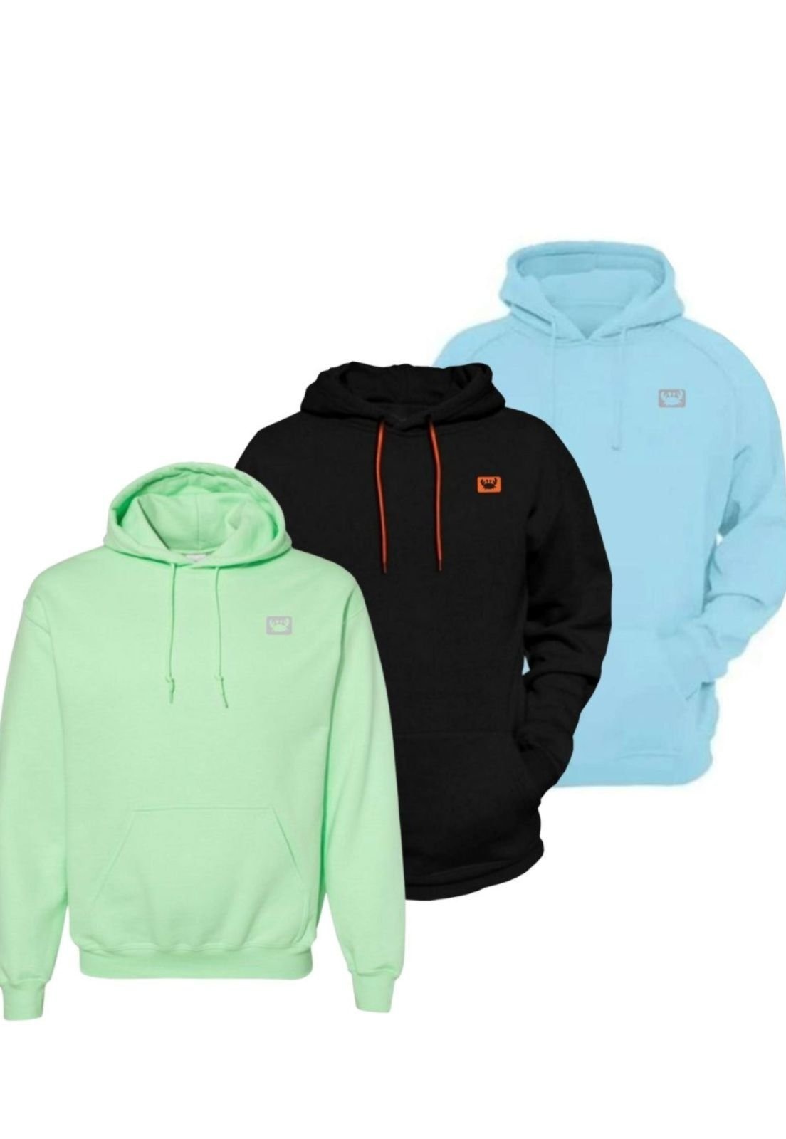 Imagem principal Kit 3 Blusa de Frio Moletom Casaco Canguru Fechado Com Capuz Inverno Estiloso Relaxado azul/preto