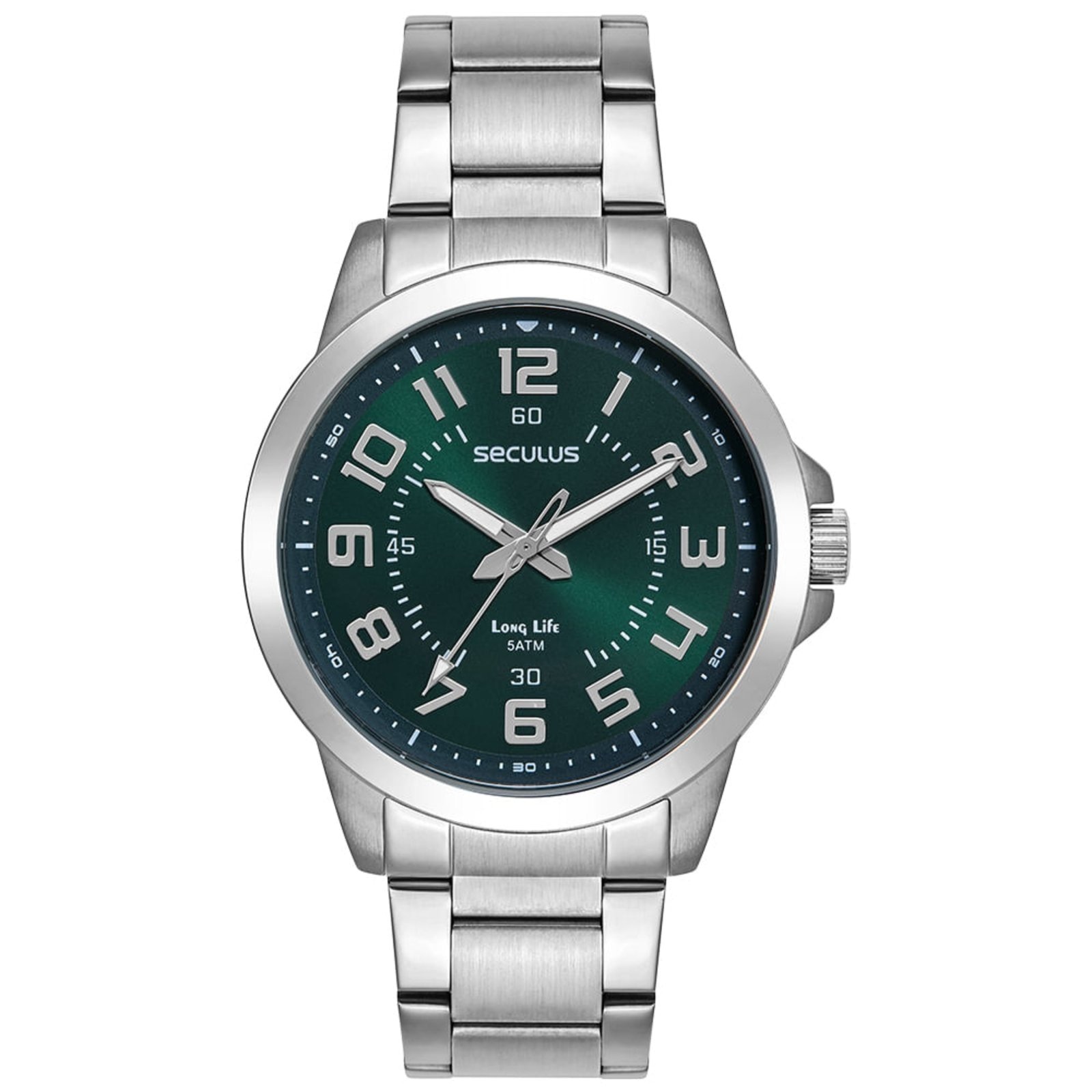 Imagem principal Relógio Masculino Seculus Casual Aço Mostrador Verde Seculus prata verde