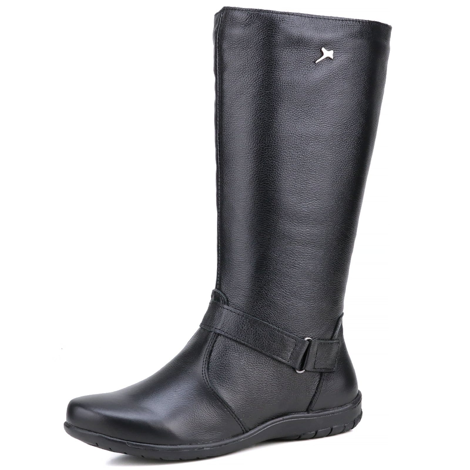 Bota Rasteira Mr. Gutt de Couro Cano longo Preta