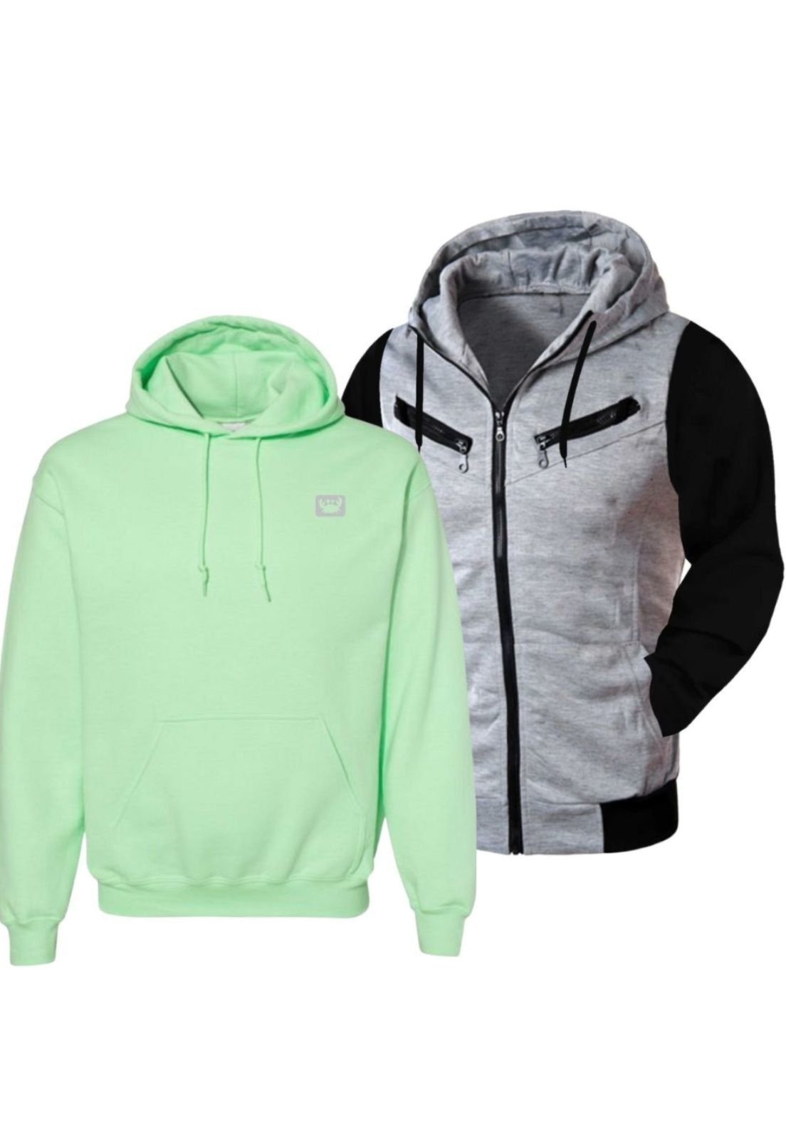 Imagem principal Kit Jaqueta Ziper e Blusa De Moletom Fechada Com Capuz Esporte Inverno Urbano Relaxado azul marinho/cinza