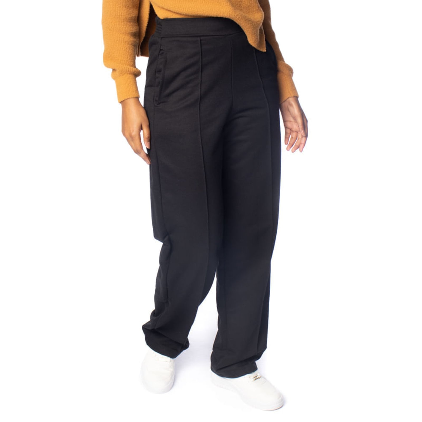 Imagem principal Calça Feminina Giraffe Frisos Cós Alto Tecido Leve Giraffe preto