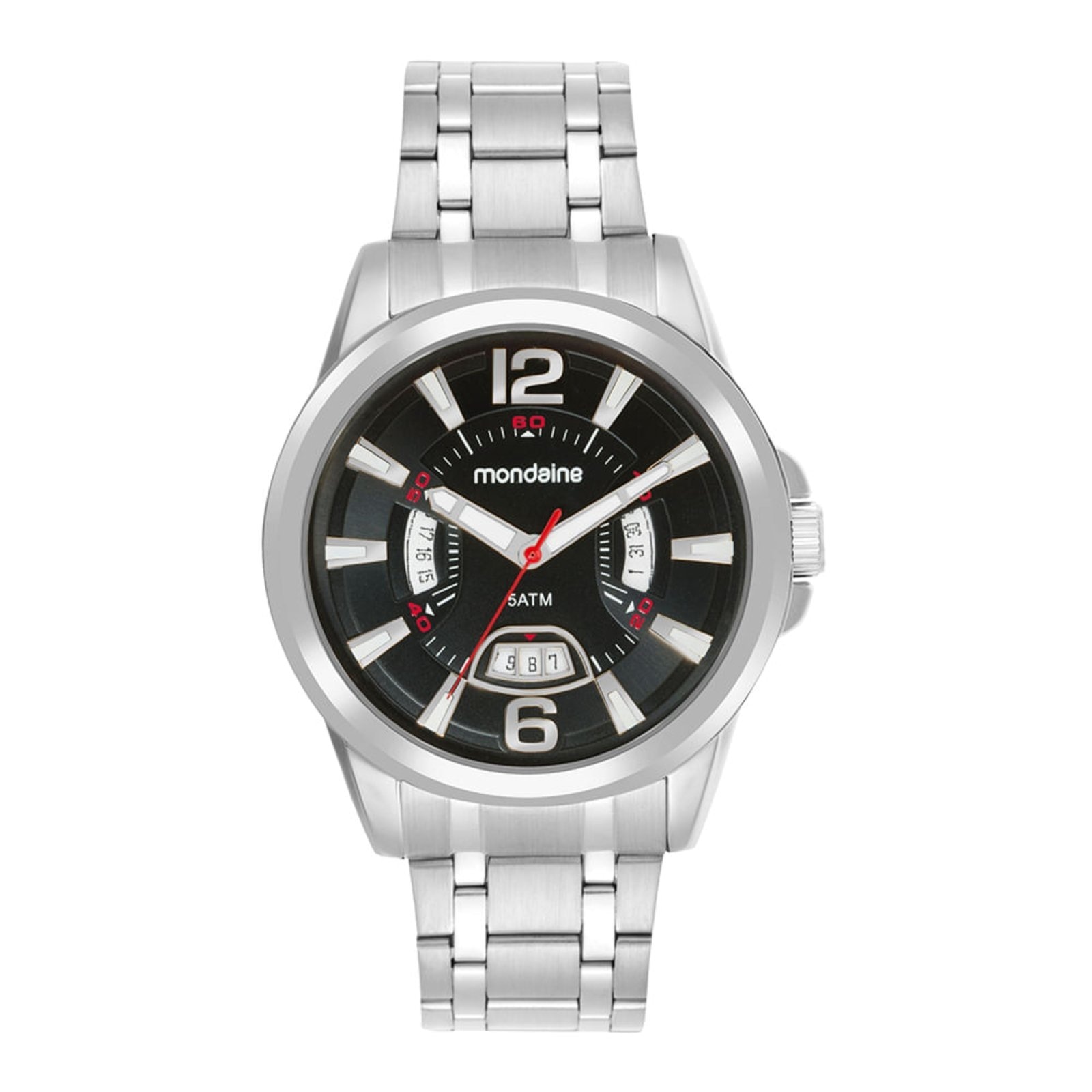 Imagem principal Relógio Masculino Mondaine Calendário Mostrador Preto Mondaine prata