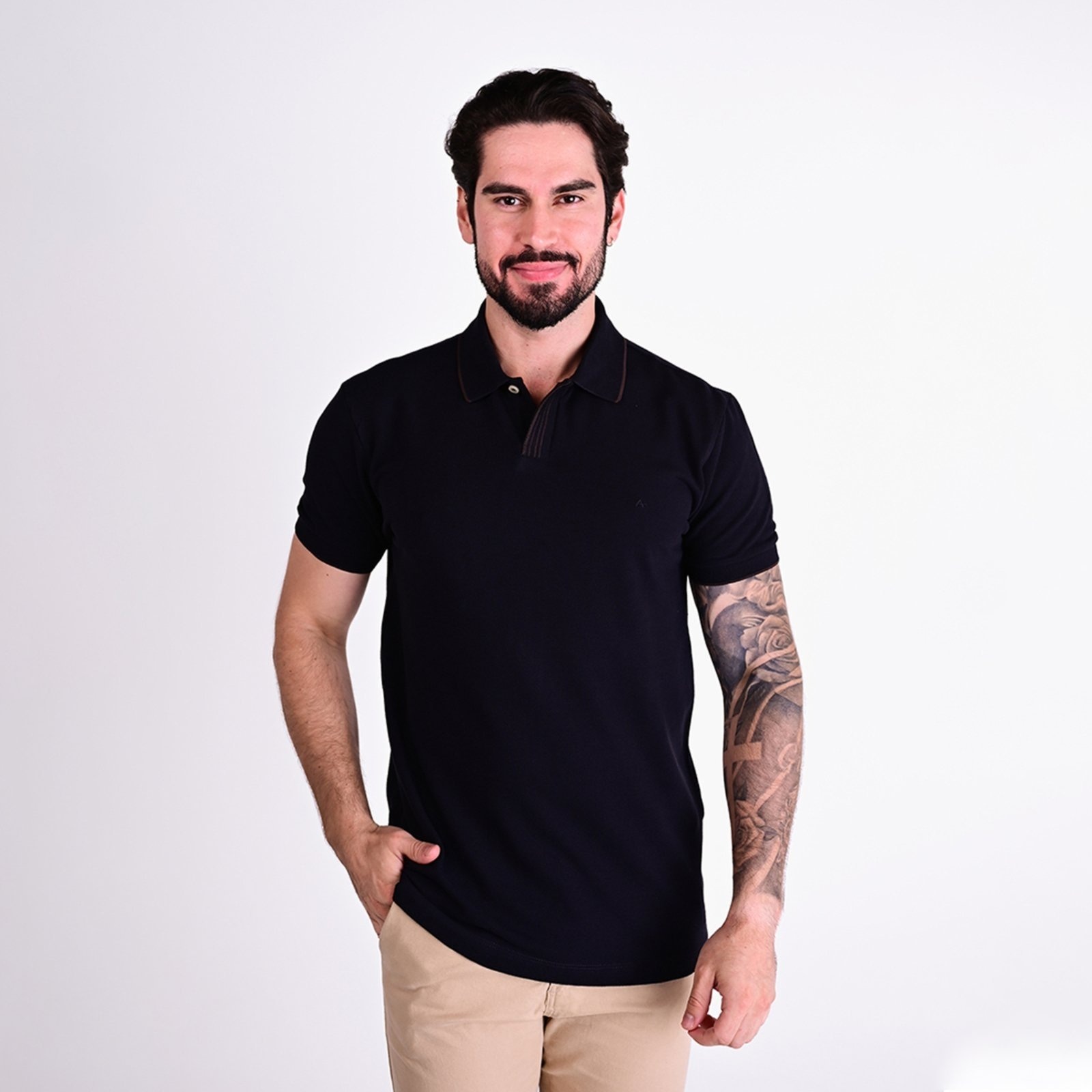 Imagem principal Camisa Polo Aramis Frisos Preta/Marrom Aramis preto