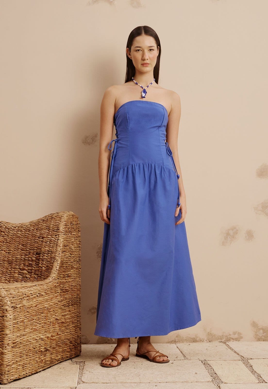 Vestido Drop Waist Amarração Lateral