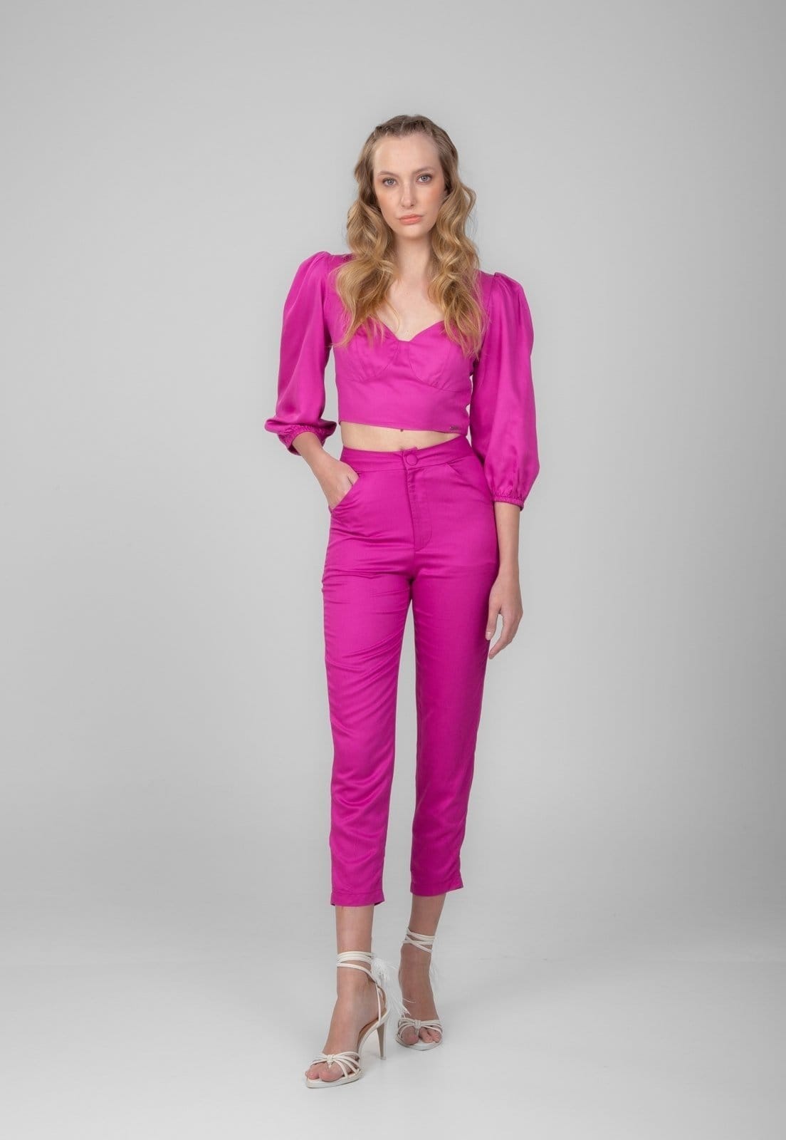 Calça Alfaiataria Traymon Viscose Fucsia