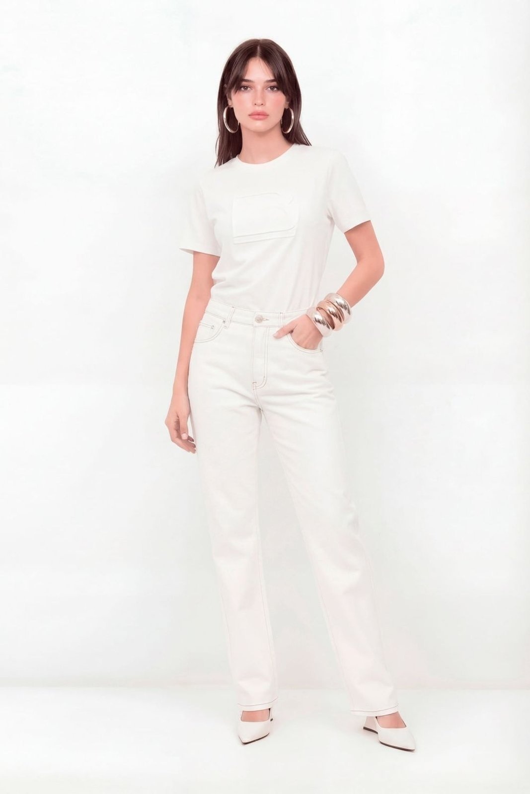 Imagem principal Calça Sarja Straight Cintura Alta Feminino Inblanche branco