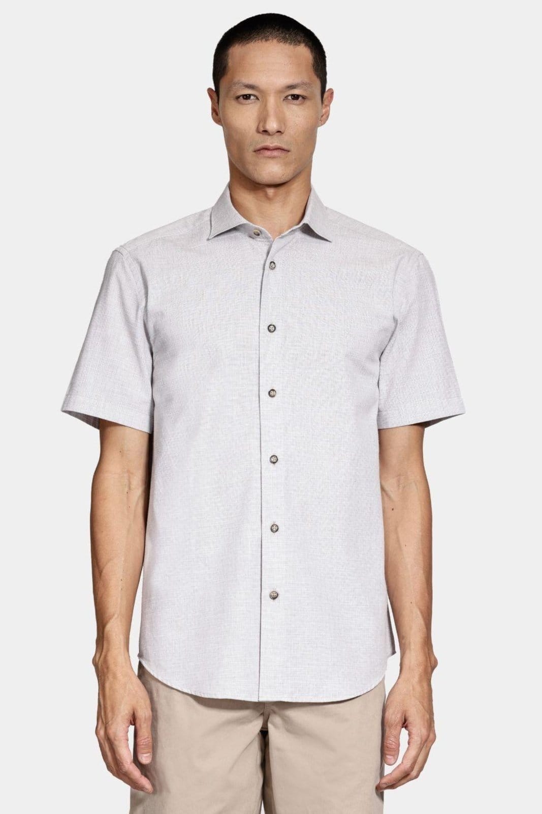 Camisa Aramis Manga Curta Slim Algodão Flame Soft Areia