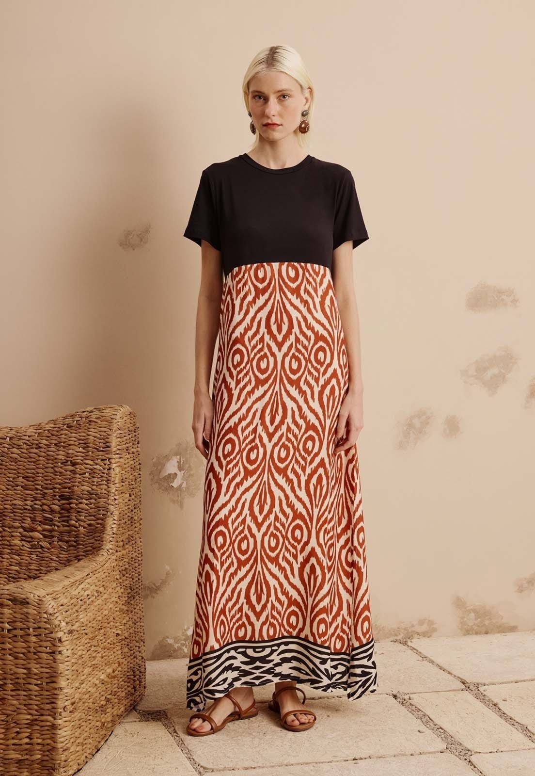 Imagem principal Vestido Maxi Midi Estampado Arumã CaCay marrom