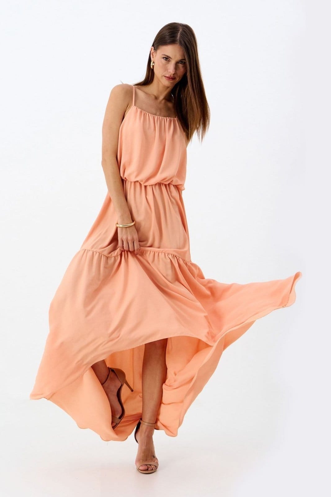 Vestido Longo Busto Balonê Franzido