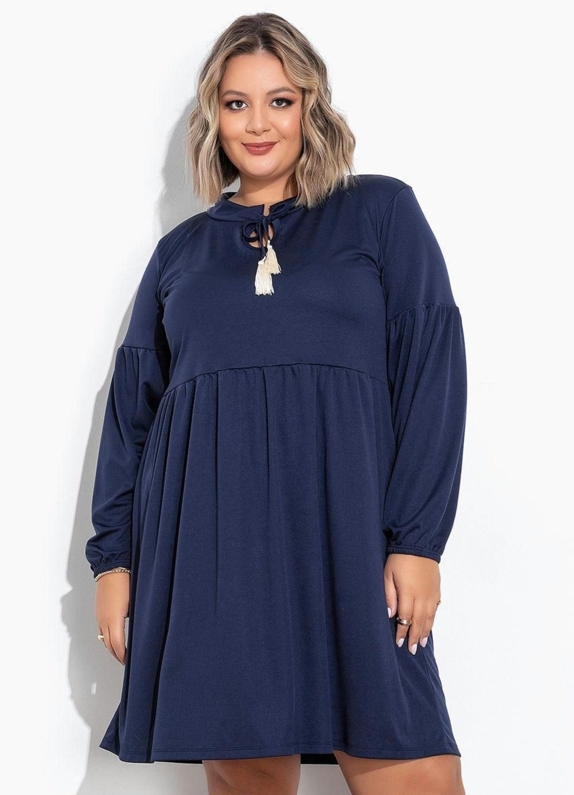 Imagem principal Vestido Mangas Bufantes Plus Size Marinho Marguerite azul