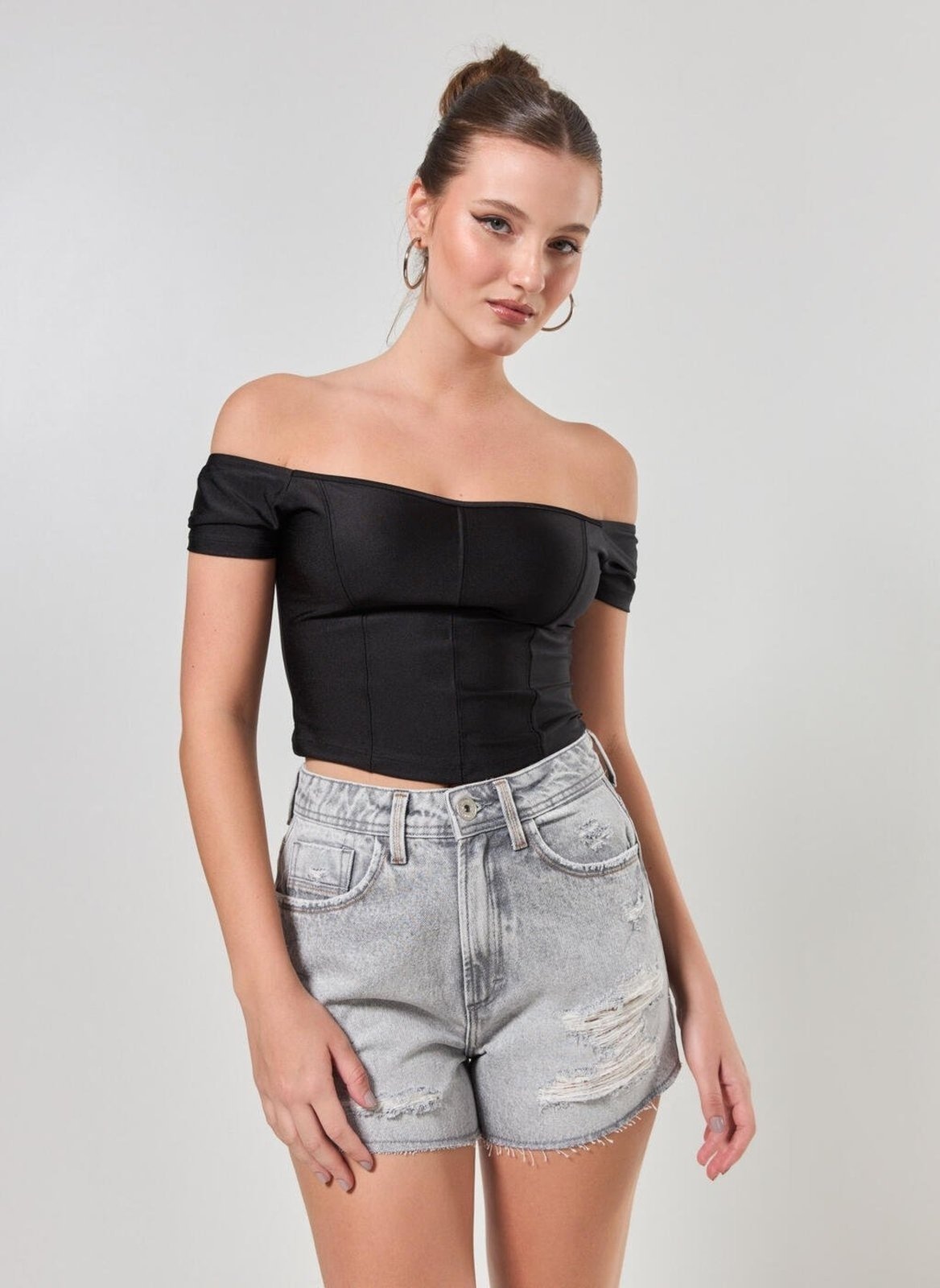 Imagem principal Short Jeans Cinza Desfiado Youcom multicolorido