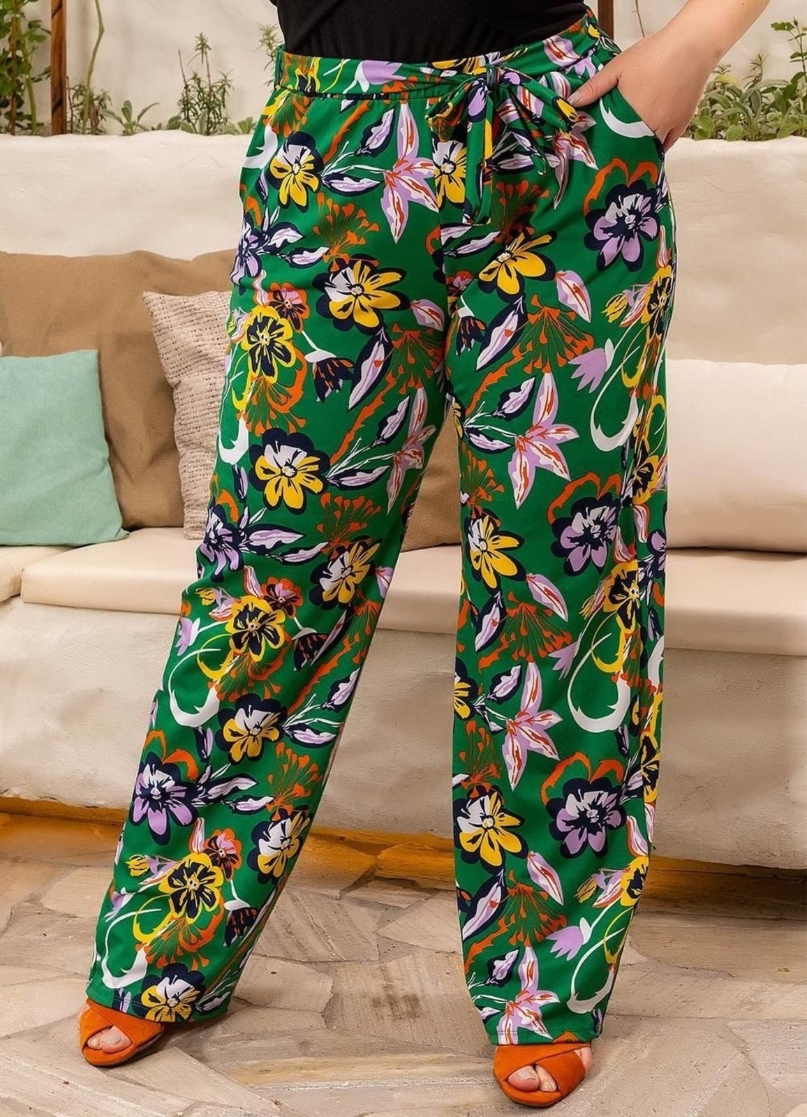 Imagem principal Calça Em Poliflex Floral Marguerite verde