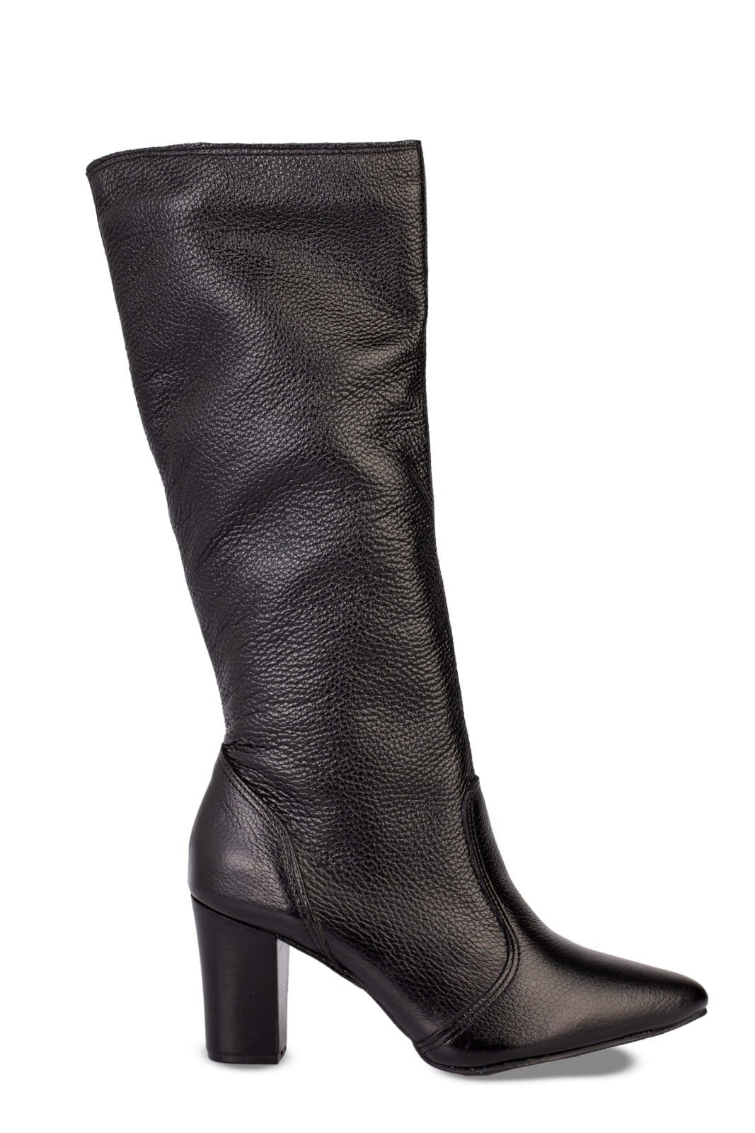 Bota Andrea Vinci cano longo em couro com salto 6585 - Preta