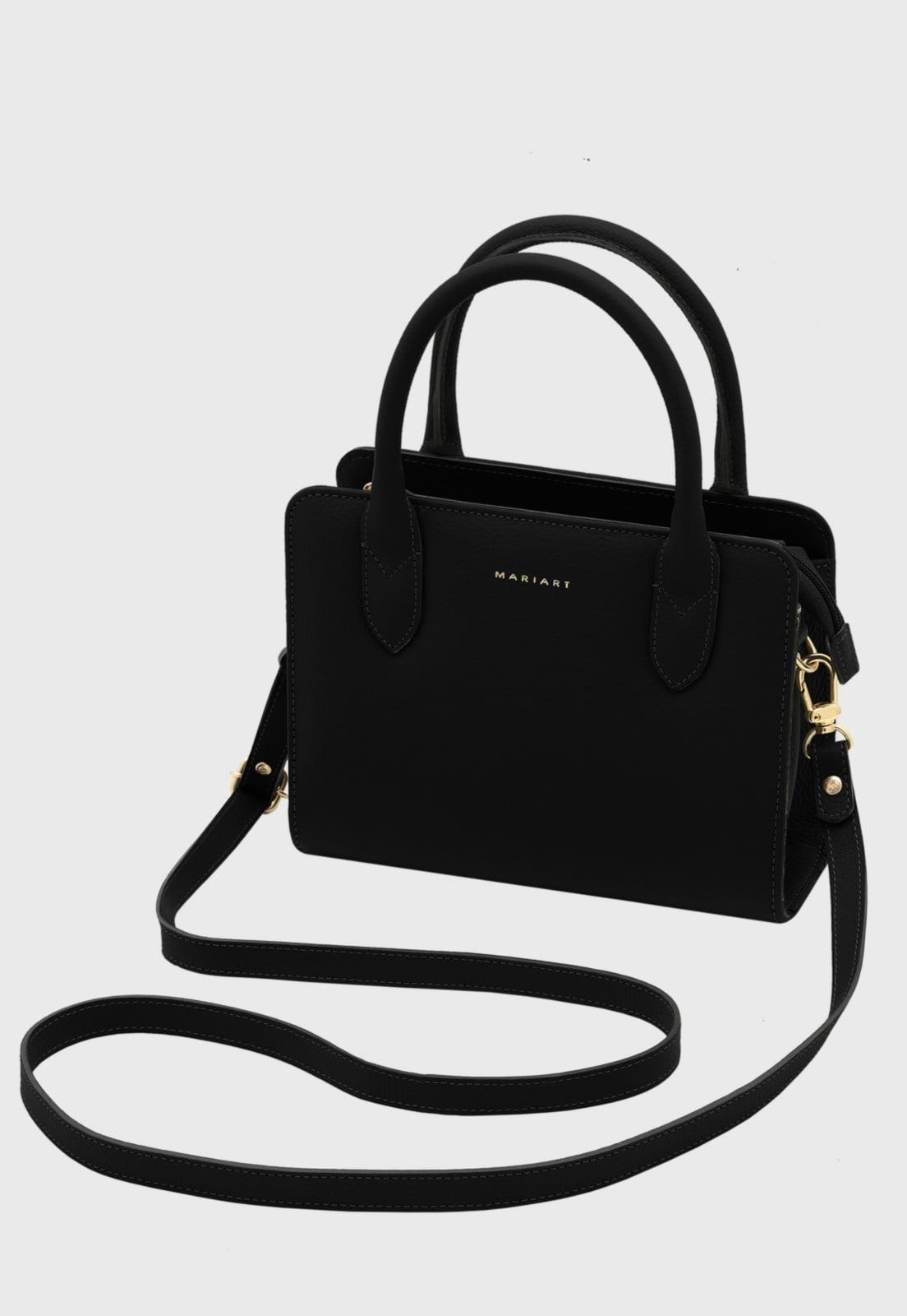 Bolsa Transversal de Couro Mariart Mangaba Preta