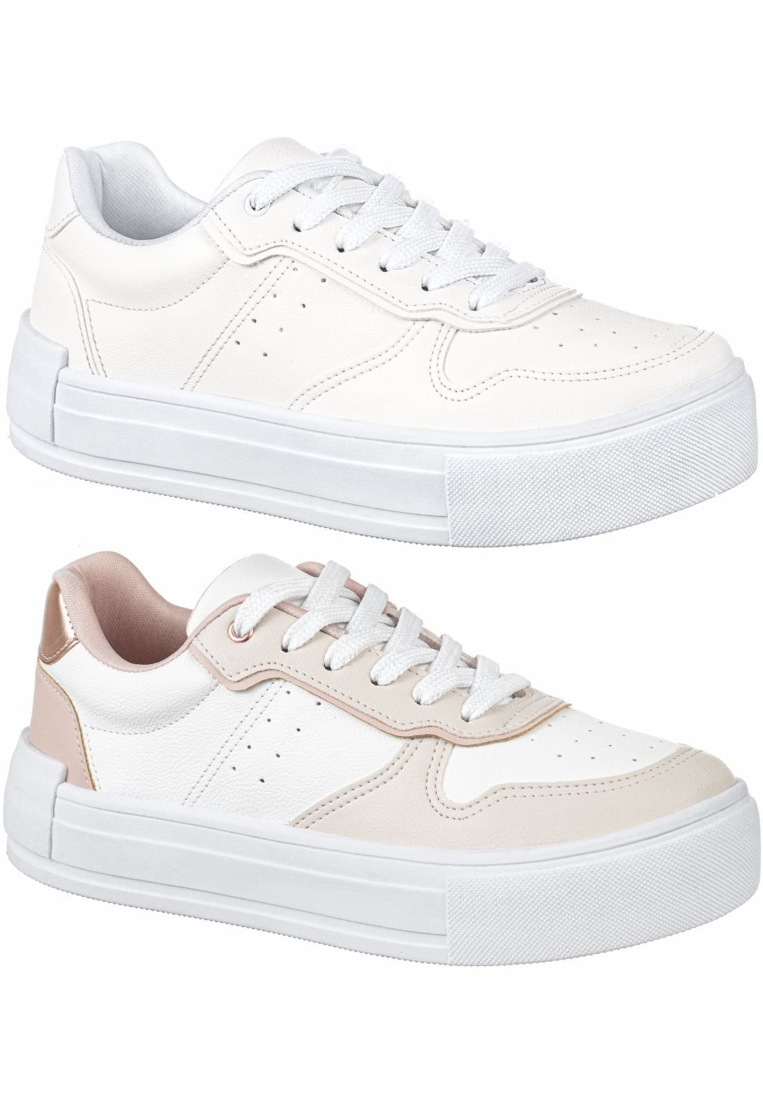 Imagem principal Kit 2 Pares Tenis Casual Feminino Gigil Recortes Retrô Rose Gigil branco/rosê rose
